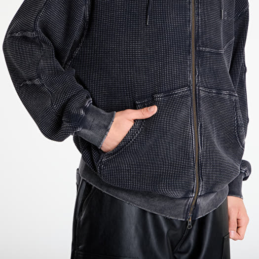 Men's hoodies DIME Premium Waffle Zip Hoodie UNISEX Faded Black