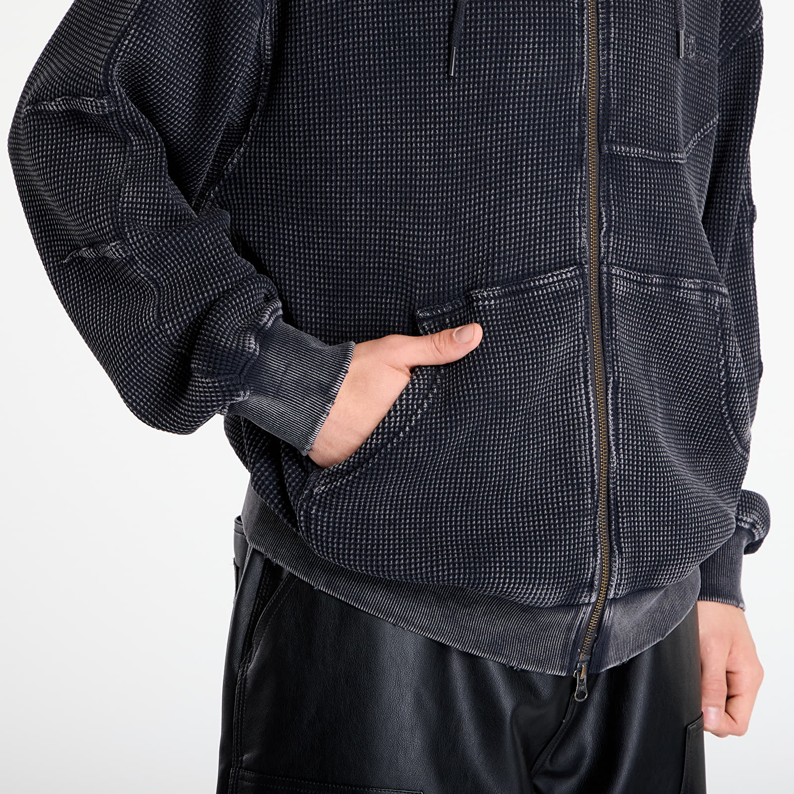 Hoodies für Männer DIME Premium Waffle Zip Hoodie UNISEX Faded Black