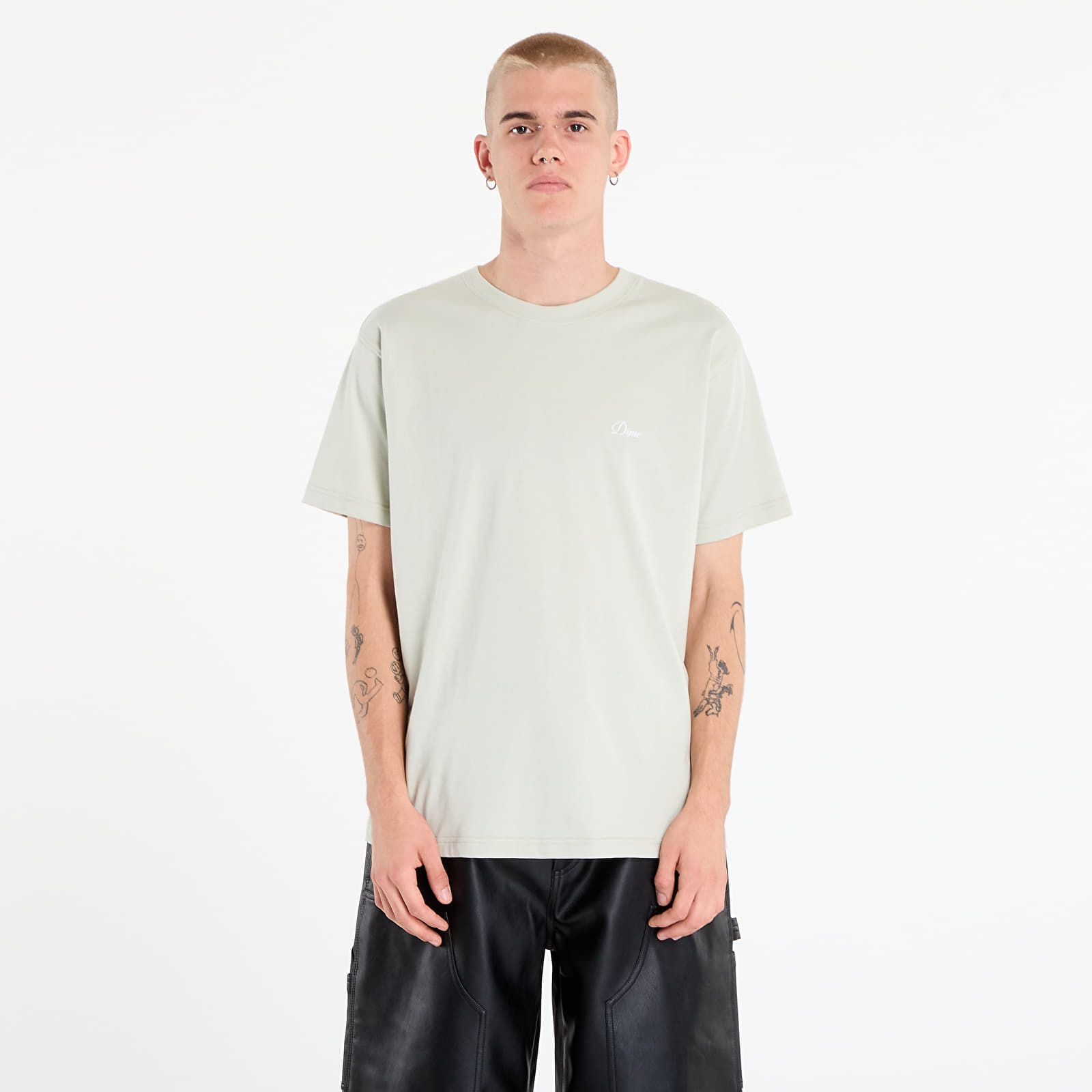 Men's T-shirts DIME Cursive Small Logo T-Shirt UNISEX Charcoal Moss