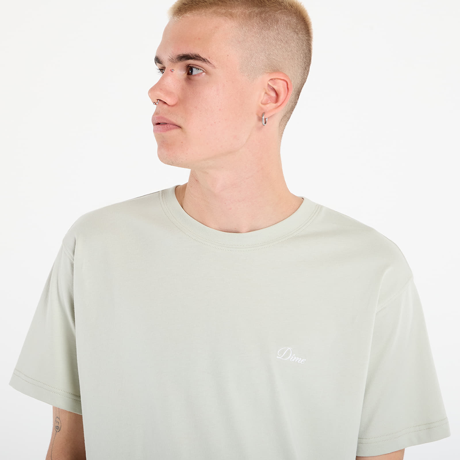 Men's T-shirts DIME Cursive Small Logo T-Shirt UNISEX Charcoal Moss