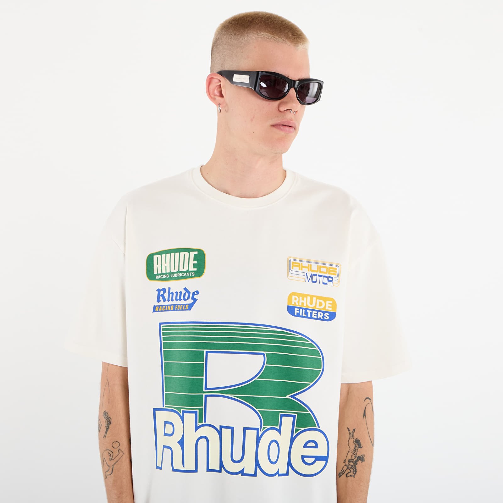 Camisetas de hombre Rhude Roadway Racing Tee Vintage White