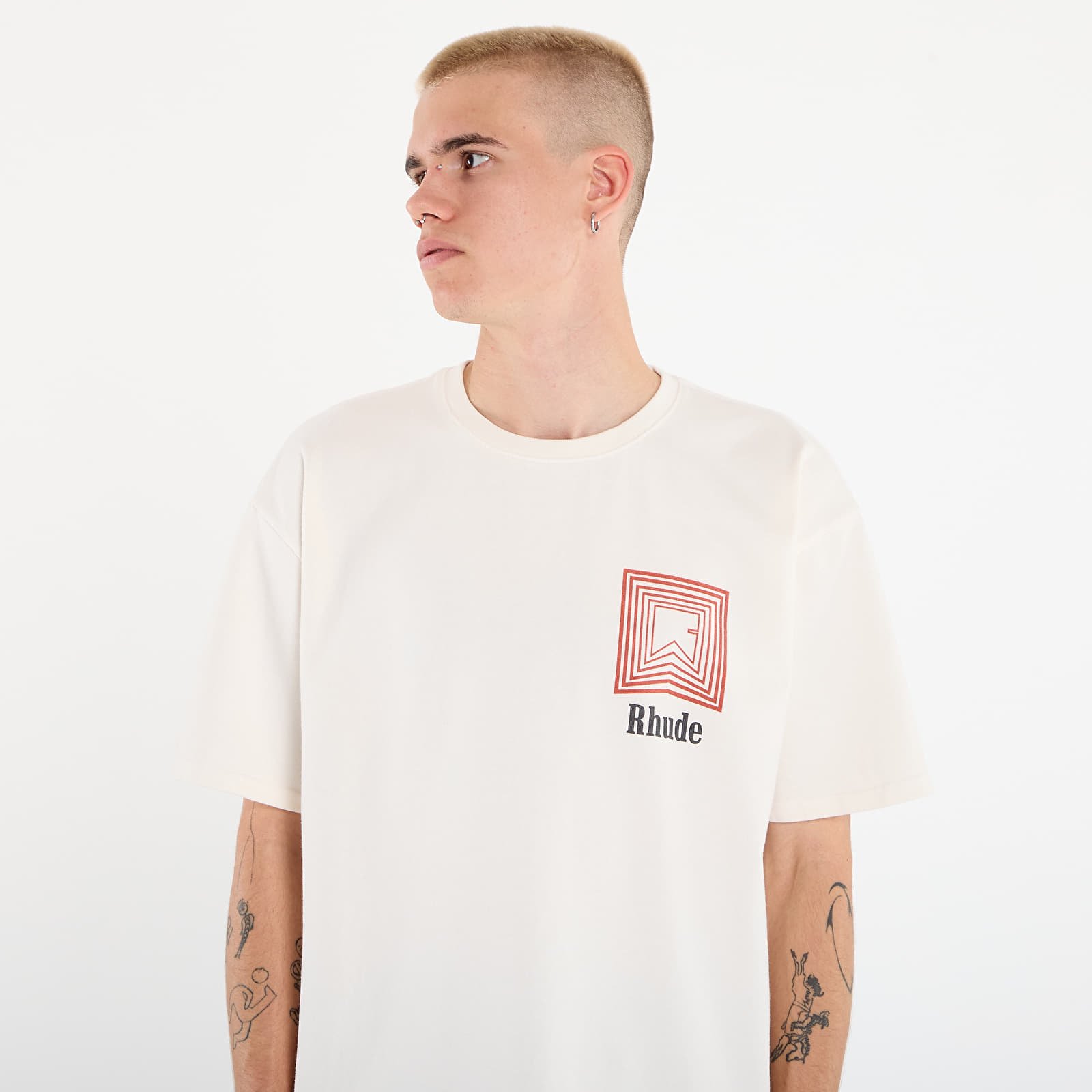 Vyriški marškinėliai Rhude Chevron Logo Repeat Tee Vintage White