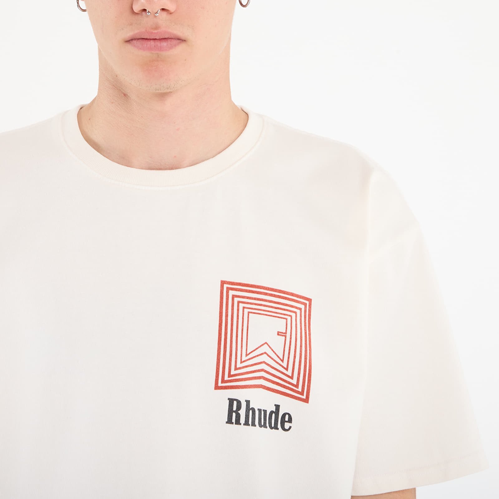 Vyriški marškinėliai Rhude Chevron Logo Repeat Tee Vintage White