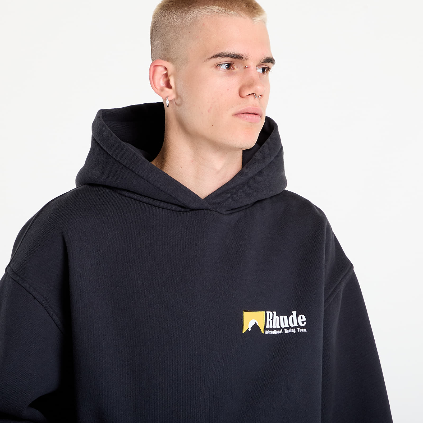 Vyriški džemperiai su gobtuvais Rhude International Racing Logo Hoodie Vintage Black