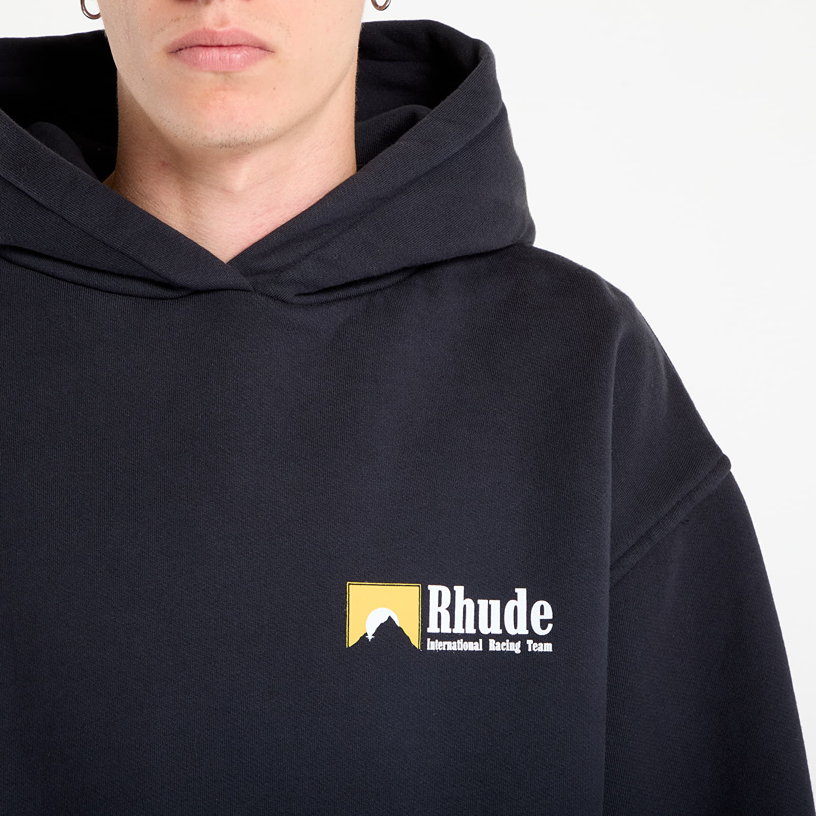 Vyriški džemperiai su gobtuvais Rhude International Racing Logo Hoodie Vintage Black