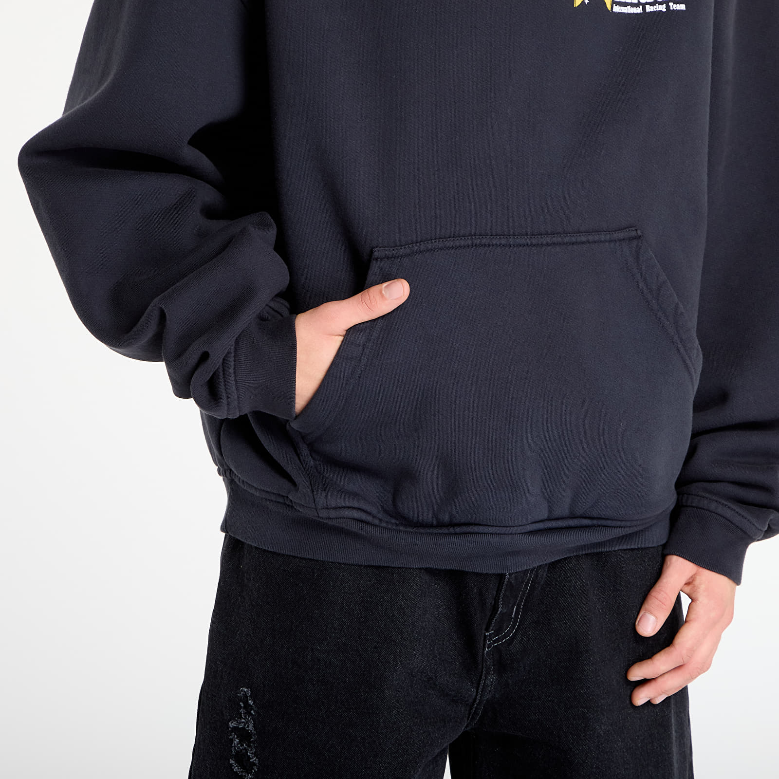 Vyriški džemperiai su gobtuvais Rhude International Racing Logo Hoodie Vintage Black