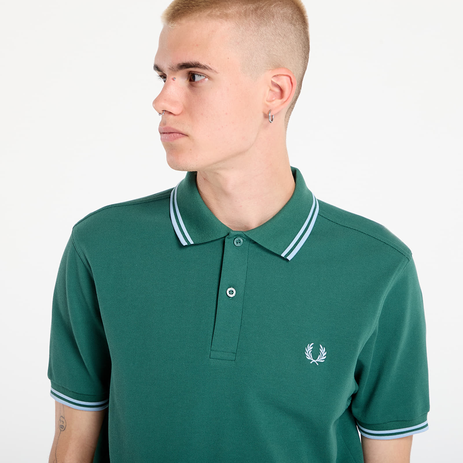 Moške majice  FRED PERRY Twin Tipped Fred Perry Shirt UNISEX Sprtgrn/ Trackblu