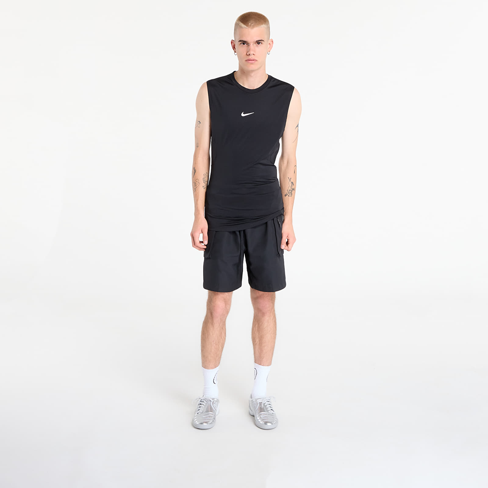 Miesten toppahousut Nike Pro Men's Dri-FIT Tight Sleeveless Fitness Top Black/ White