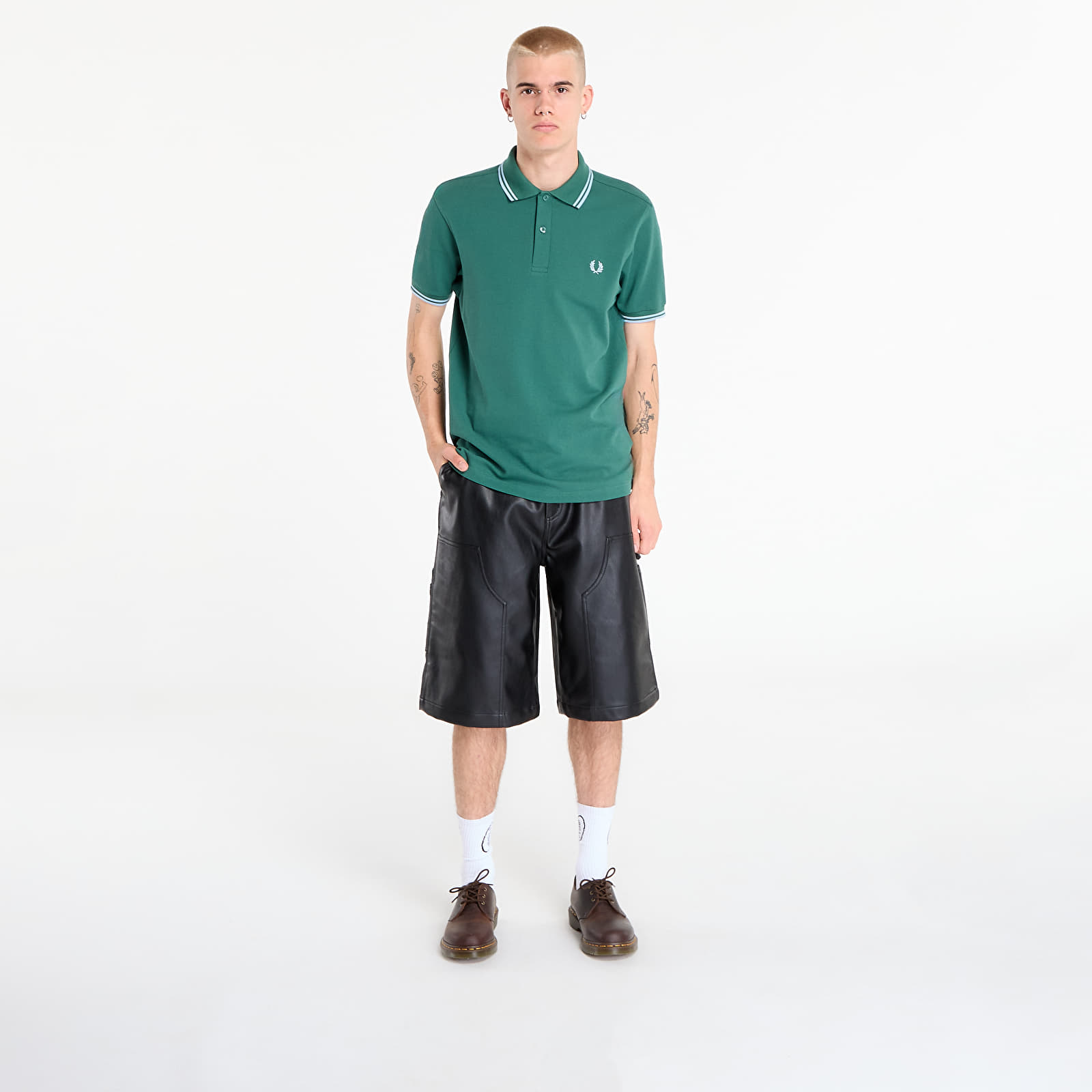 Moške majice  FRED PERRY Twin Tipped Fred Perry Shirt UNISEX Sprtgrn/ Trackblu
