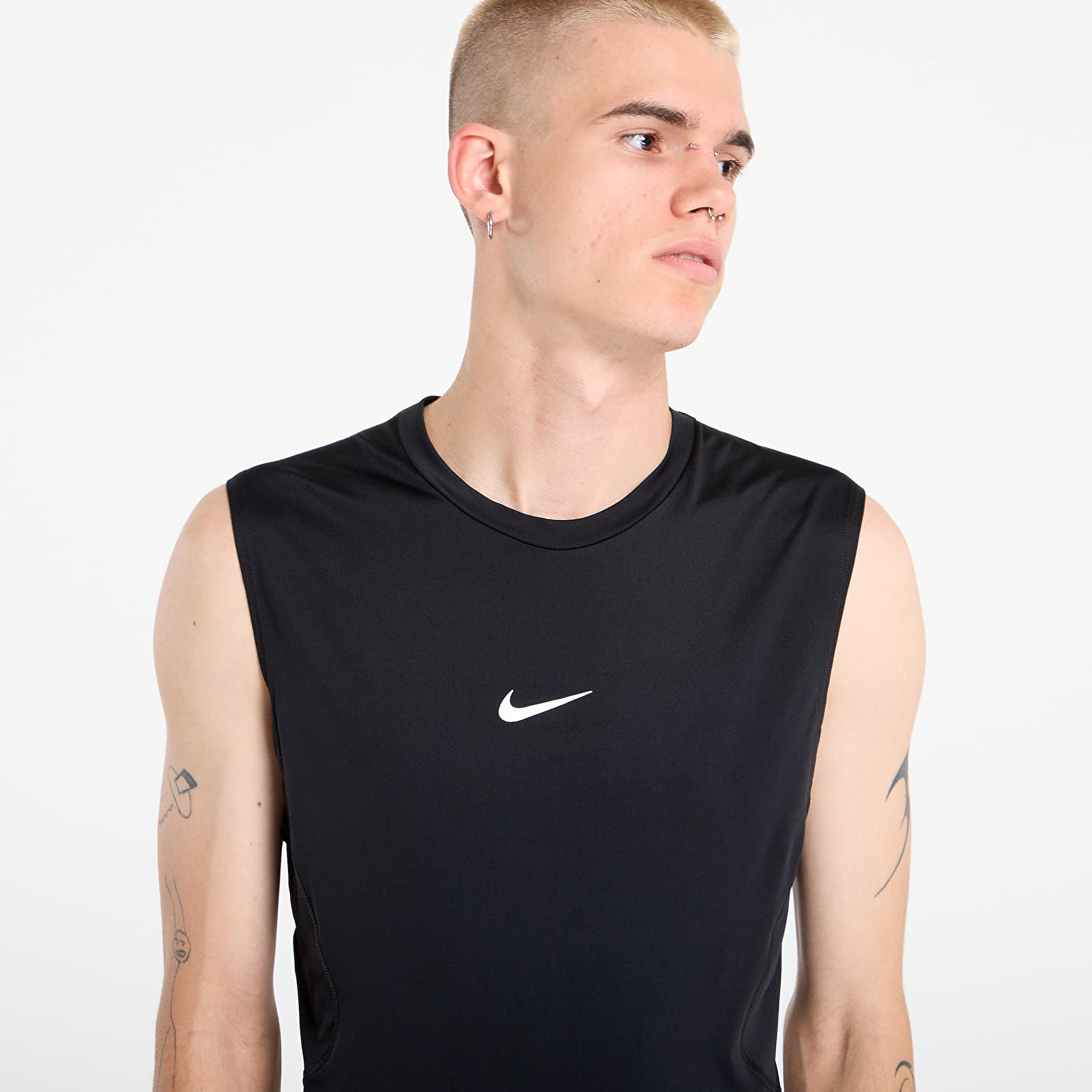 Miesten toppahousut Nike Pro Men's Dri-FIT Tight Sleeveless Fitness Top Black/ White