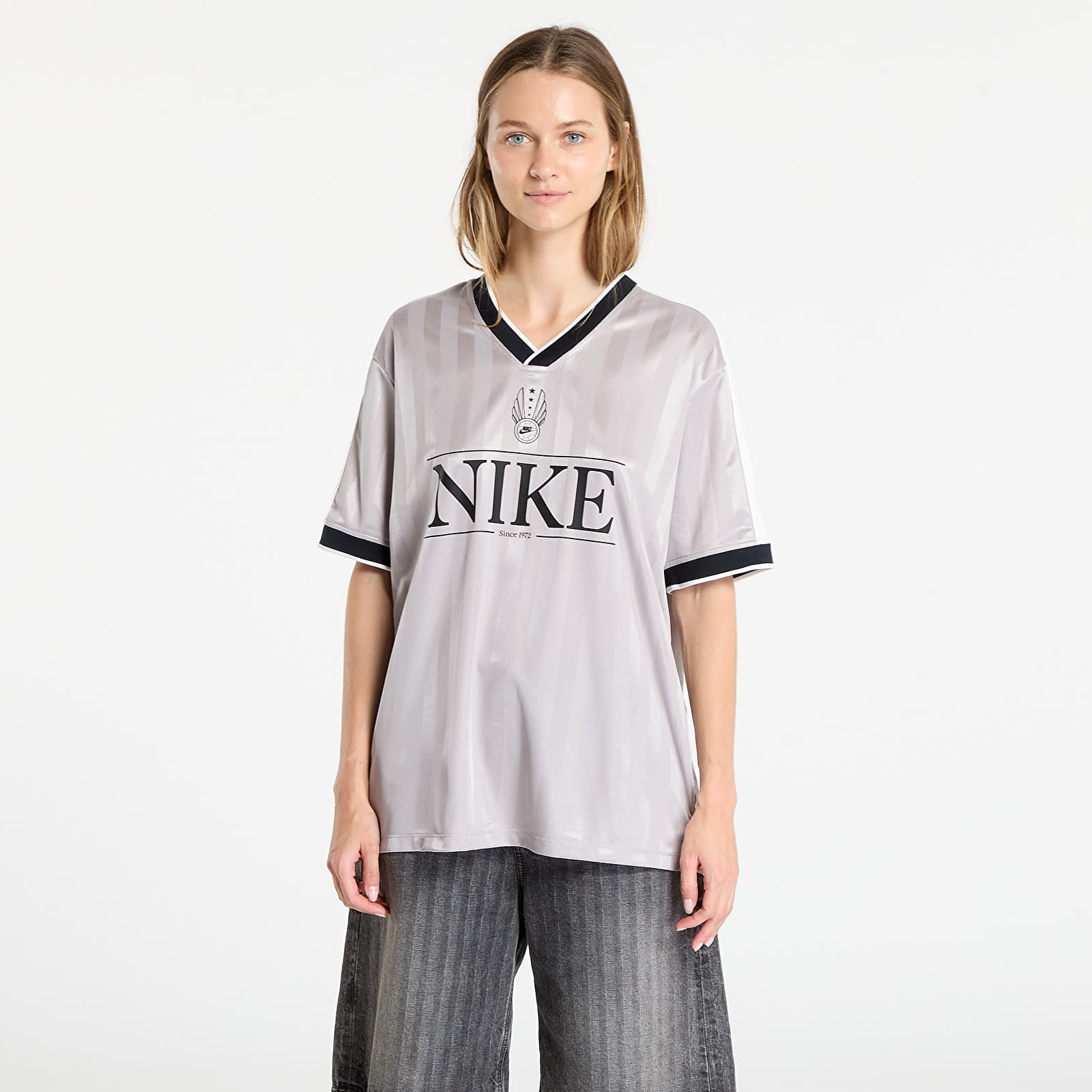 Trikots Nike Sportswear Women's V-Neck Jersey Top College Grey/ Sail/ Black/ Black