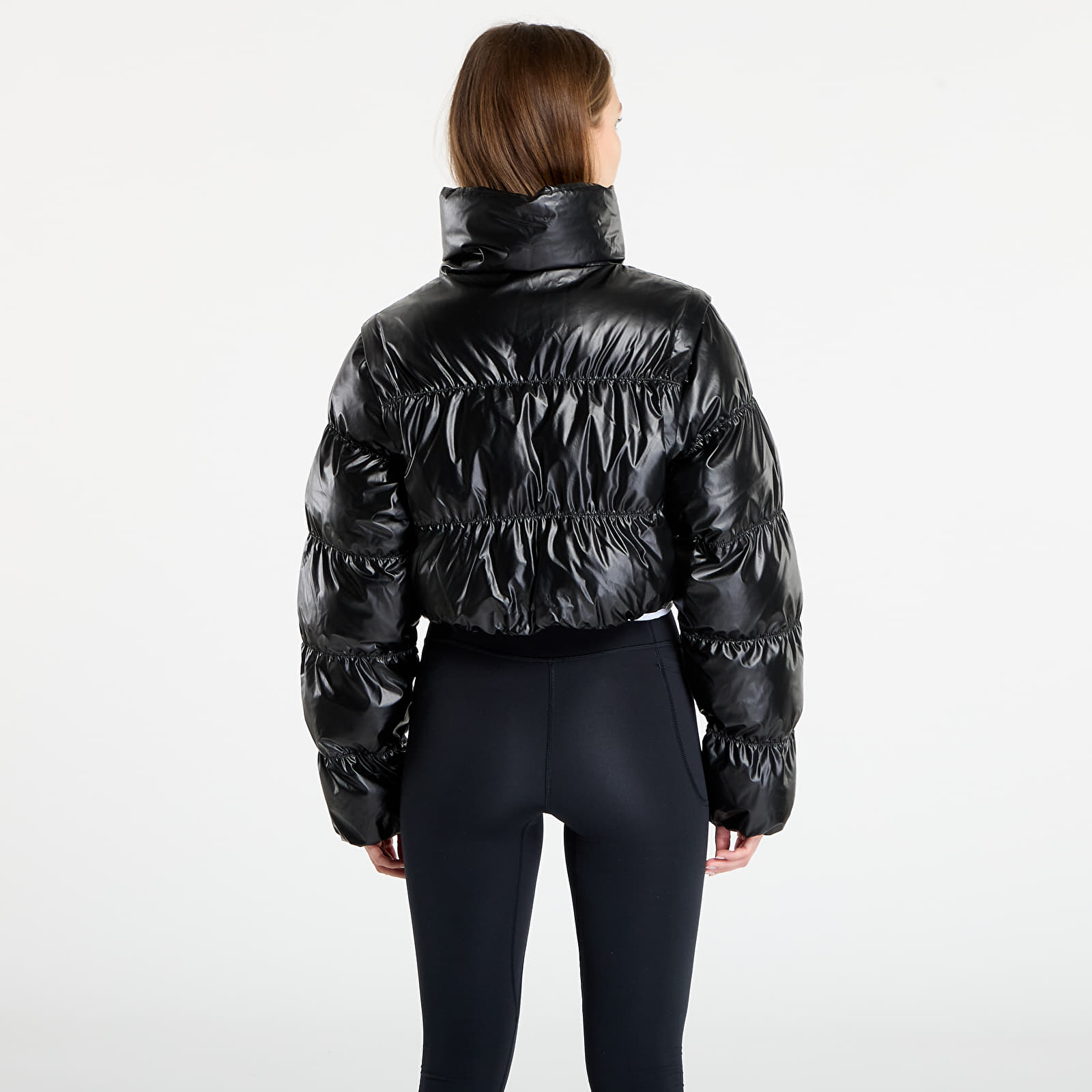 Damesjassen adidas Essentials Glossy 2-In-1 Cropped Puffer Black