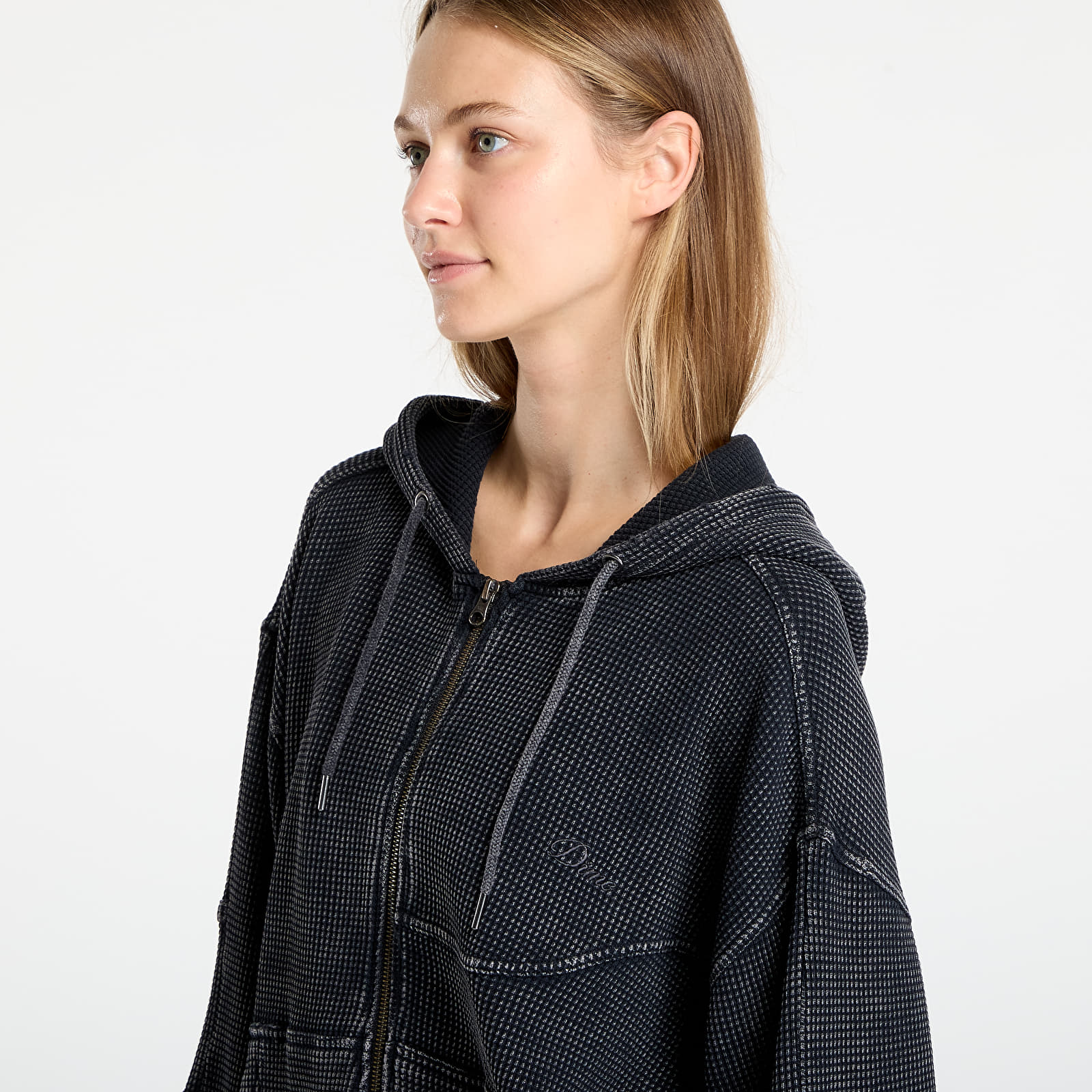 Hoodies für Männer DIME Premium Waffle Zip Hoodie UNISEX Faded Black