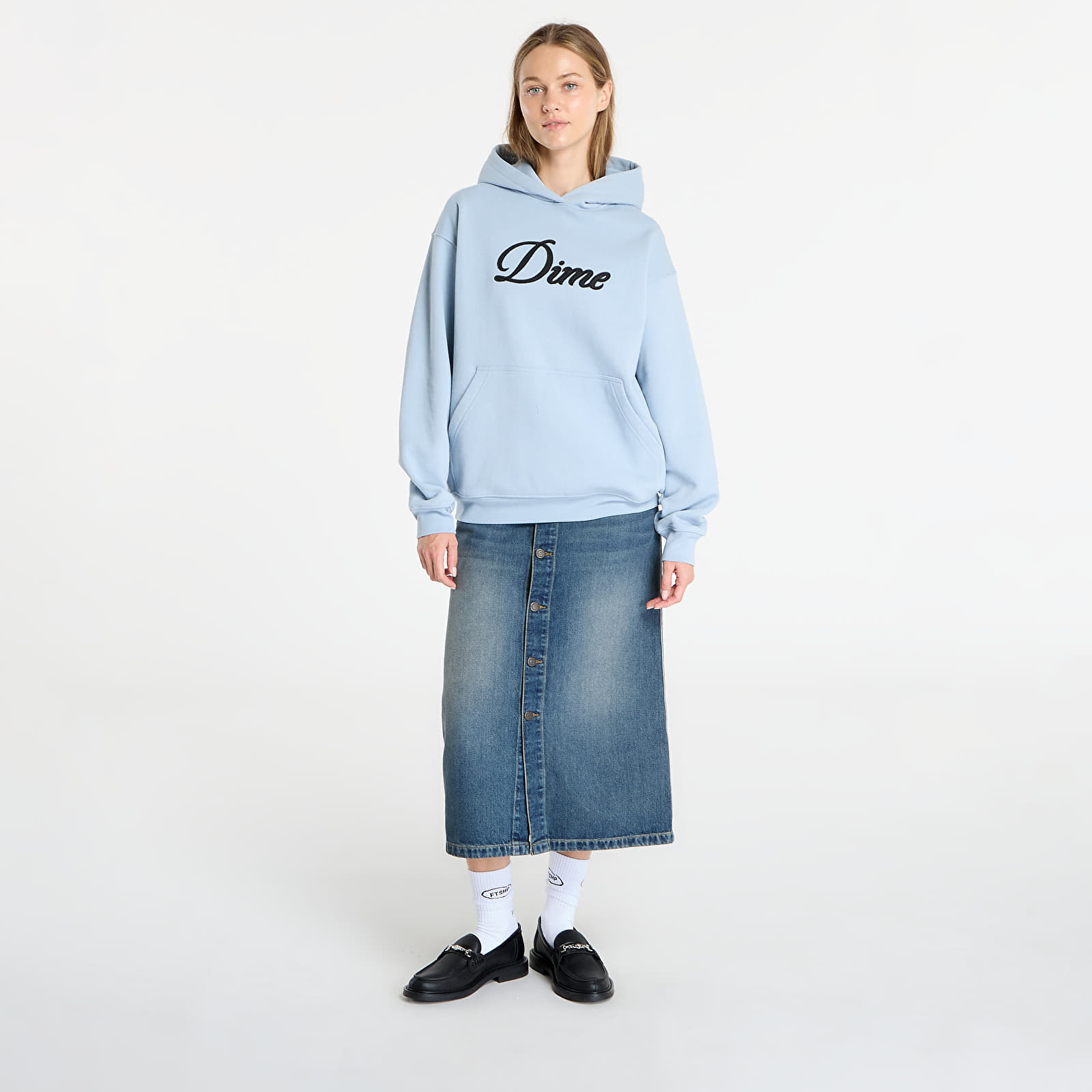 Мъжки суичъри DIME Cursive Hoodie UNISEX Blue Fog