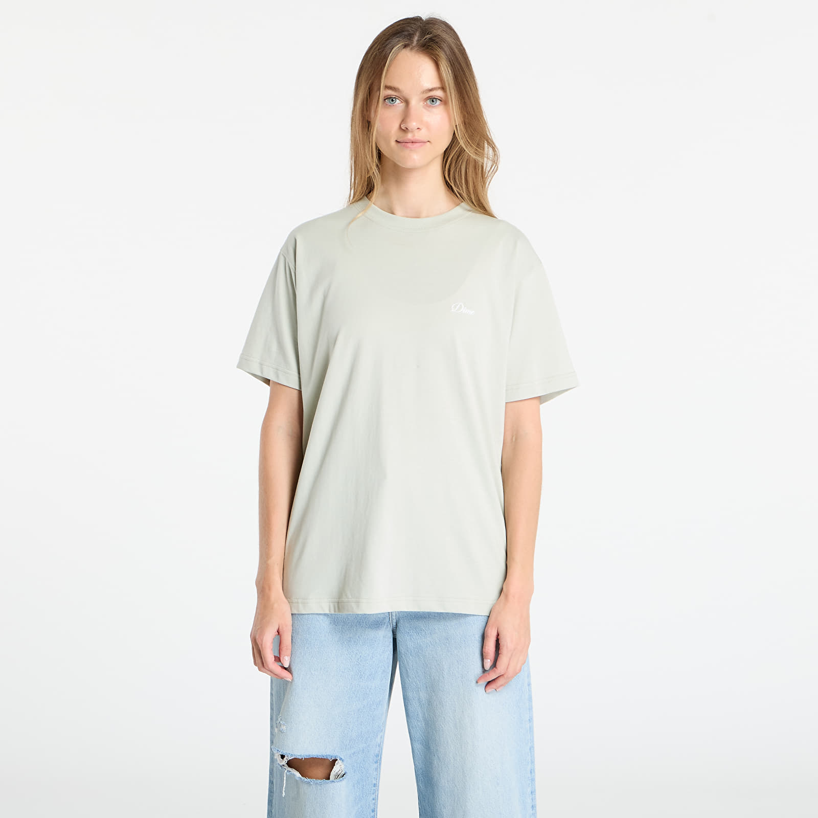 Men's T-shirts DIME Cursive Small Logo T-Shirt UNISEX Charcoal Moss