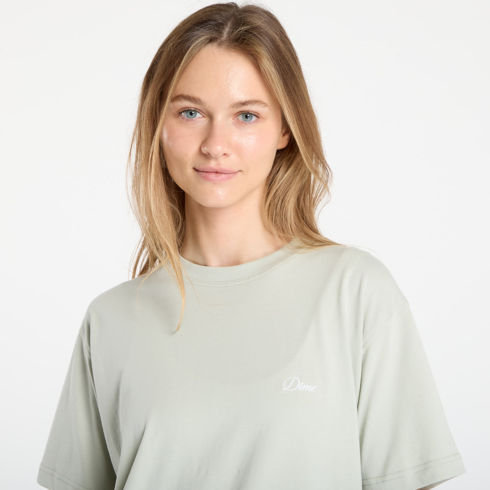 Men's T-shirts DIME Cursive Small Logo T-Shirt UNISEX Charcoal Moss