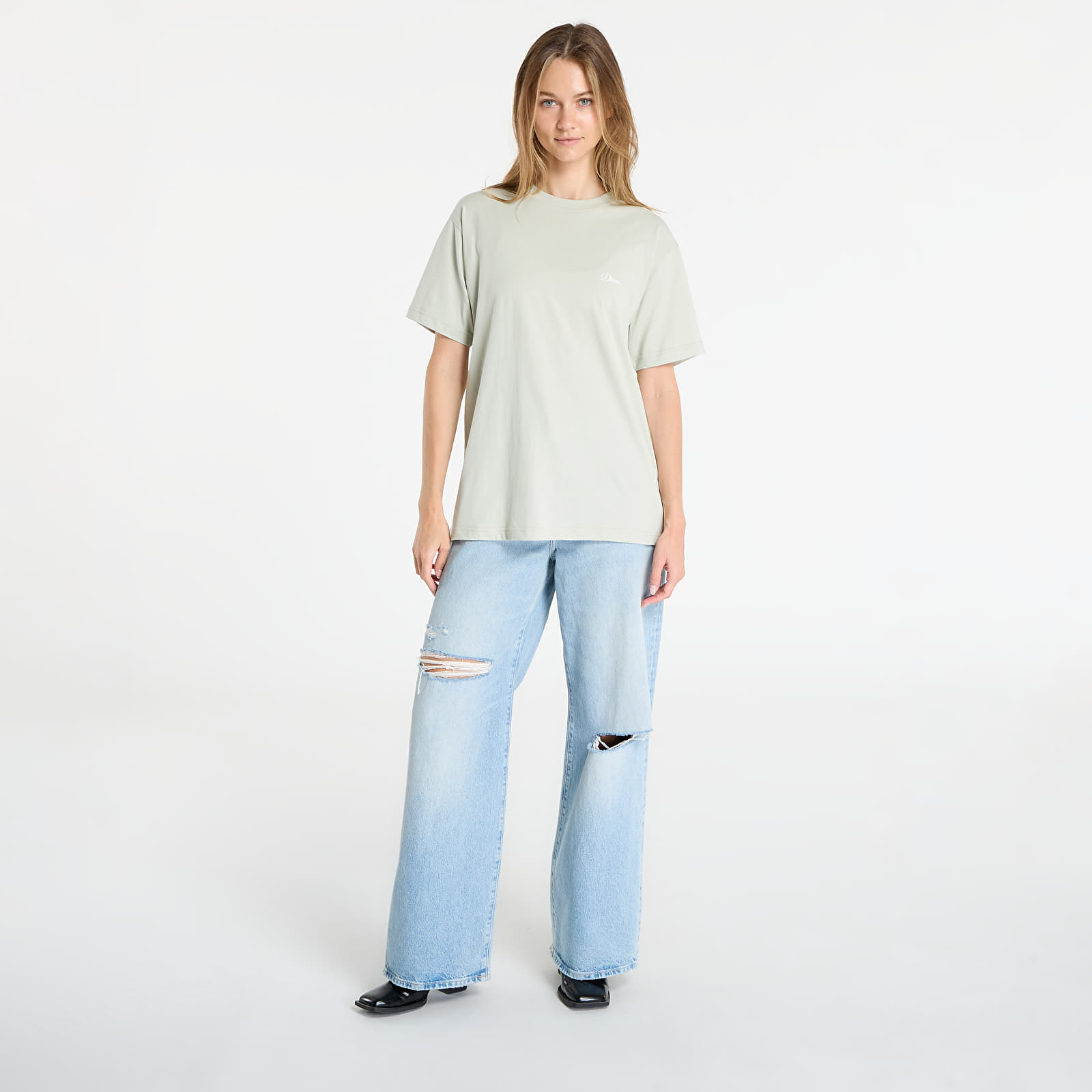 Men's T-shirts DIME Cursive Small Logo T-Shirt UNISEX Charcoal Moss
