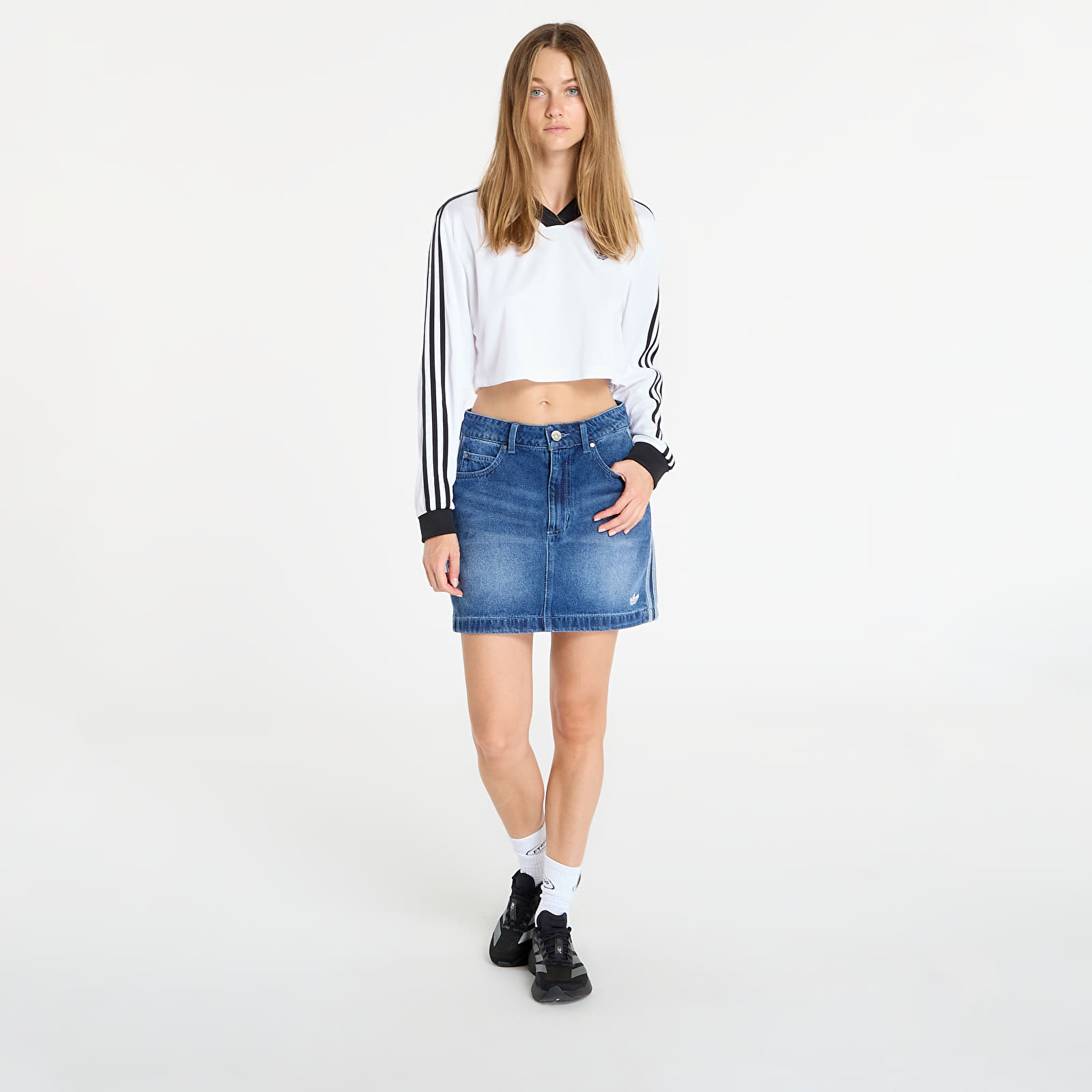 Nederdele til kvinder adidas 3-Stripes Denim Mini Skirt Indigo Denim