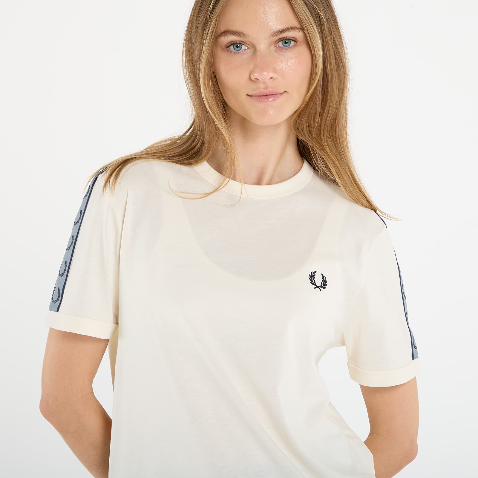 T-shirts FRED PERRY Contrast Tape Ringer T-Shirt UNISEX Ecru/ Navy