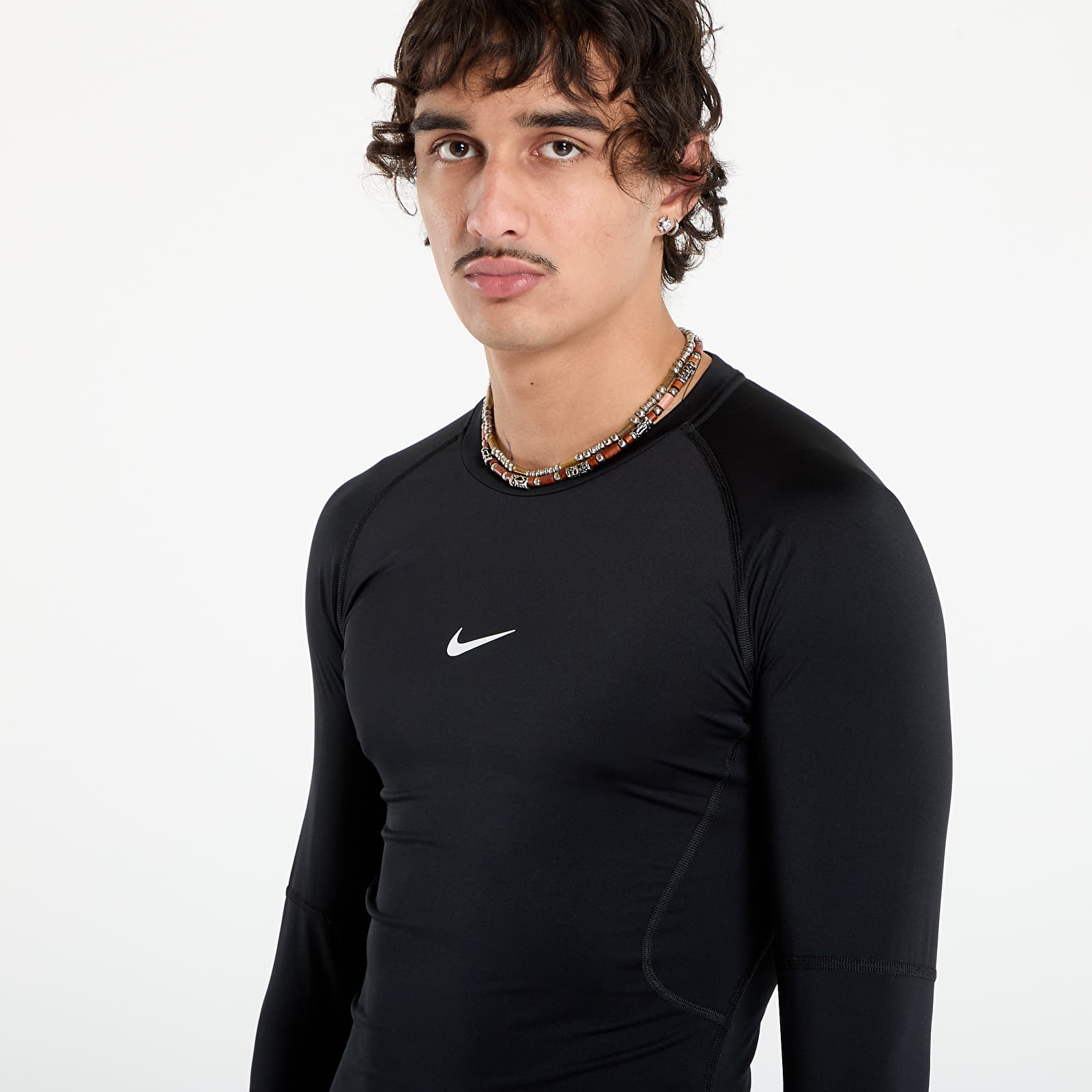 Marškinėliai Nike Pro Men's Dri-FIT Tight Long-Sleeve Fitness Top Black/ White