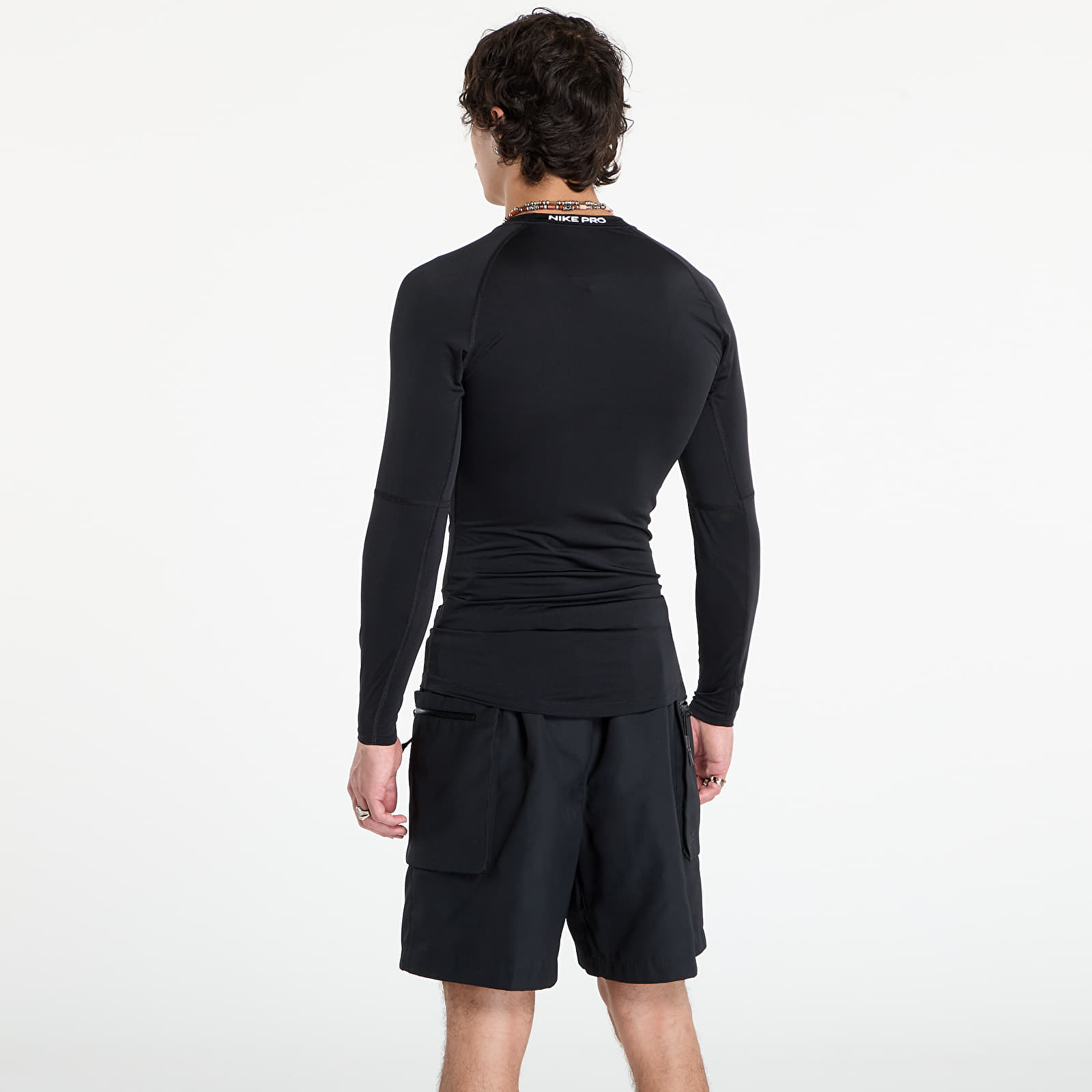 Marškinėliai Nike Pro Men's Dri-FIT Tight Long-Sleeve Fitness Top Black/ White