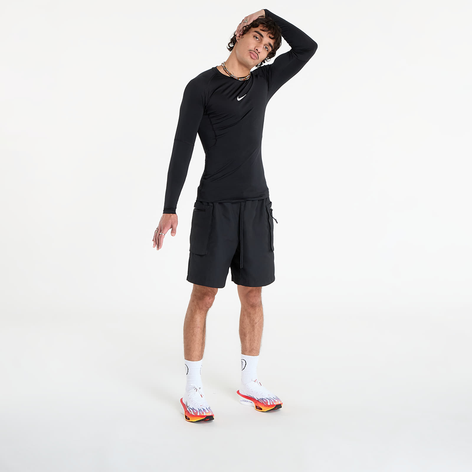 Marškinėliai Nike Pro Men's Dri-FIT Tight Long-Sleeve Fitness Top Black/ White