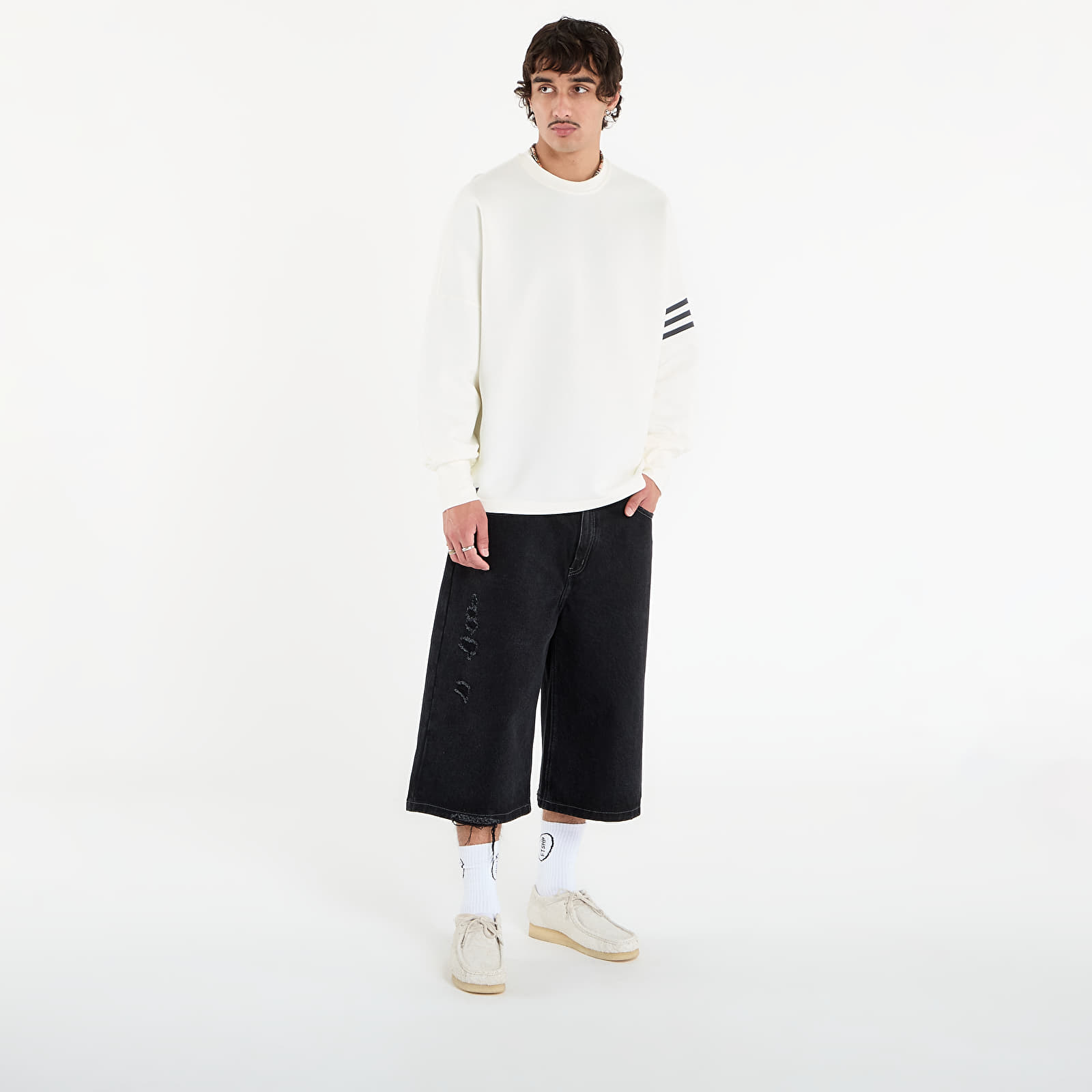 Hanorace adidas Neuclassics Oversized Crew Sweatshirt Off White