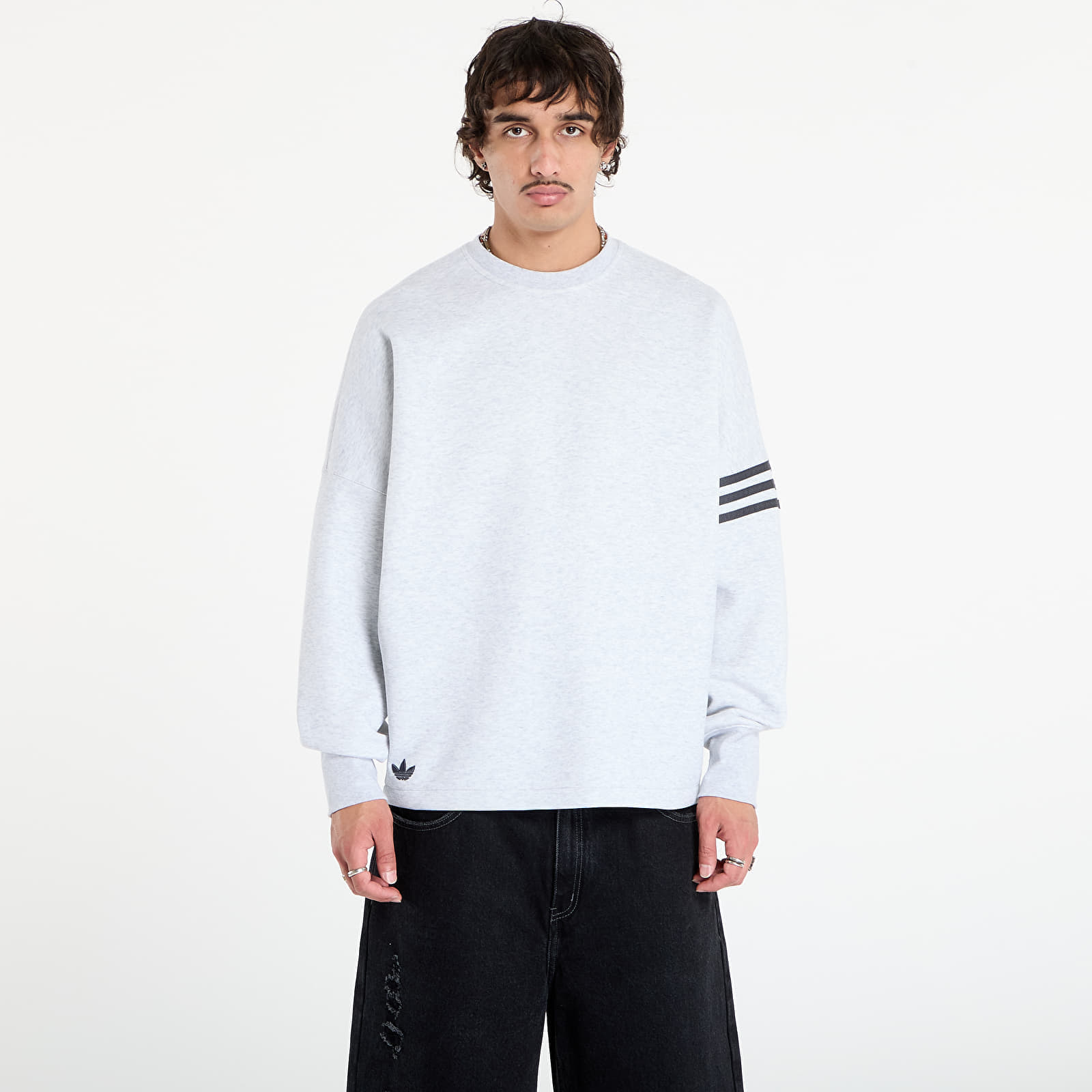 Hanorac adidas Neuclassics Oversized Crew Sweatshirt Light Grey Heather L