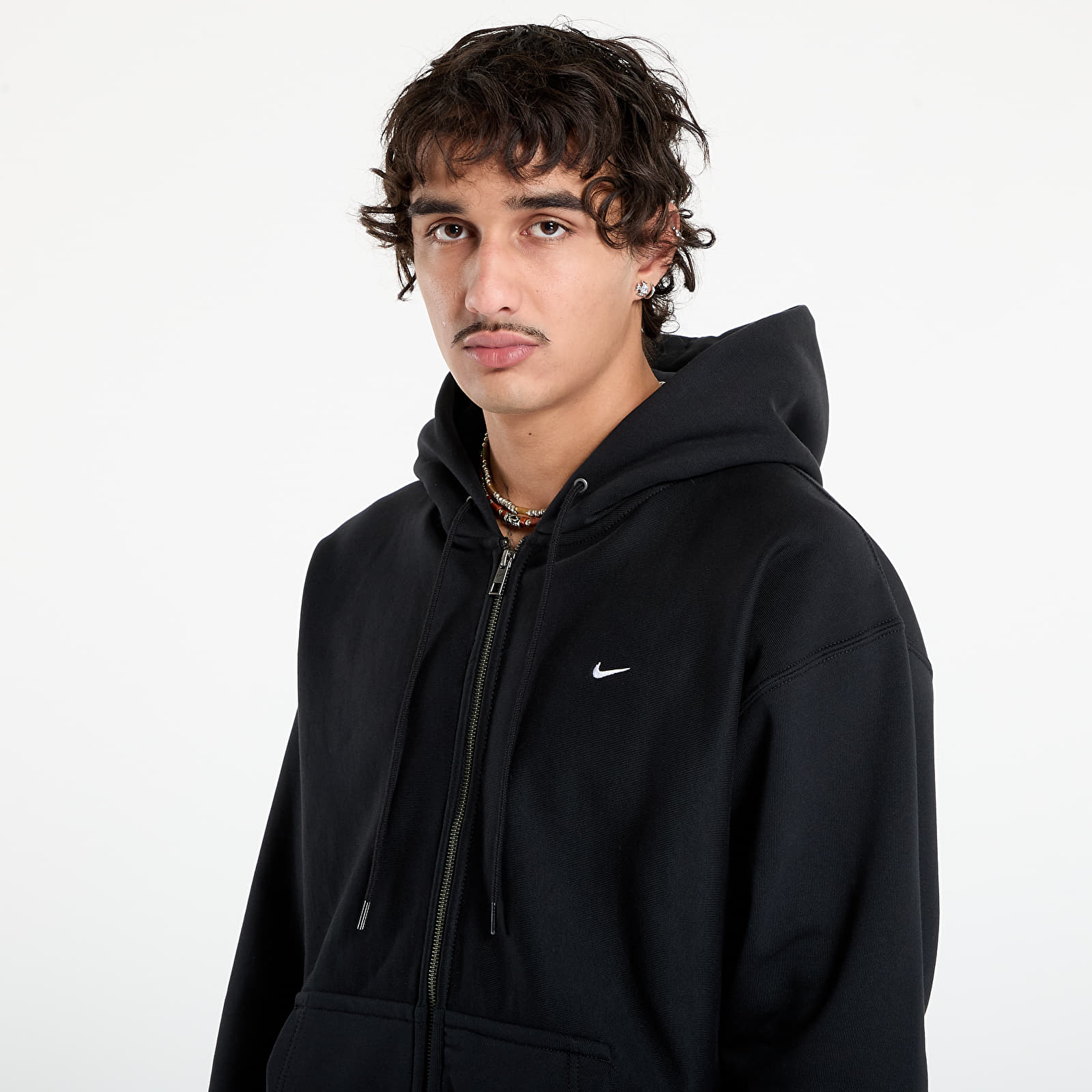 Men's hoodies Nike Solo Swoosh Men's Full-Zip Fleece Hoodie Black/ Black/ White