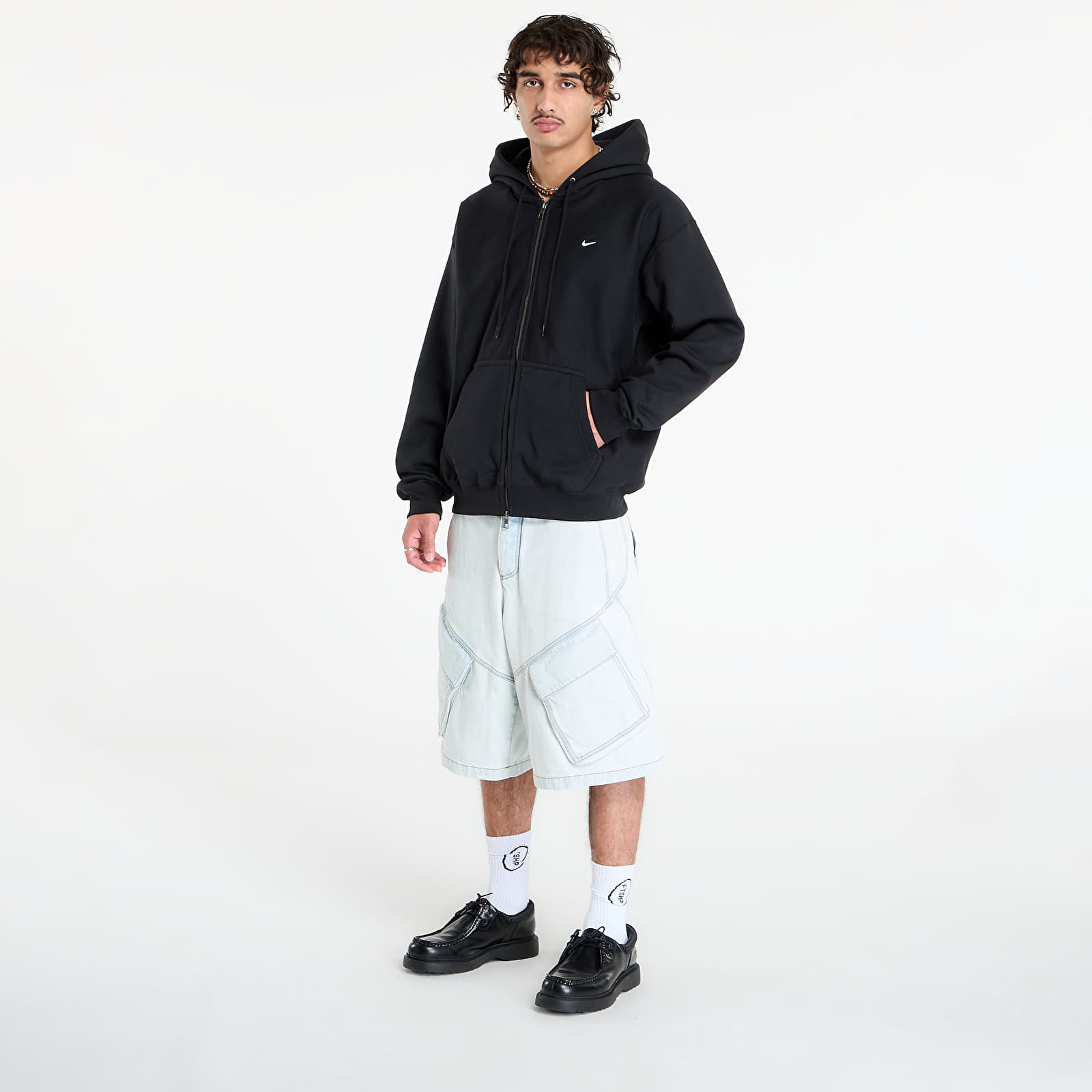 Men's hoodies Nike Solo Swoosh Men's Full-Zip Fleece Hoodie Black/ Black/ White