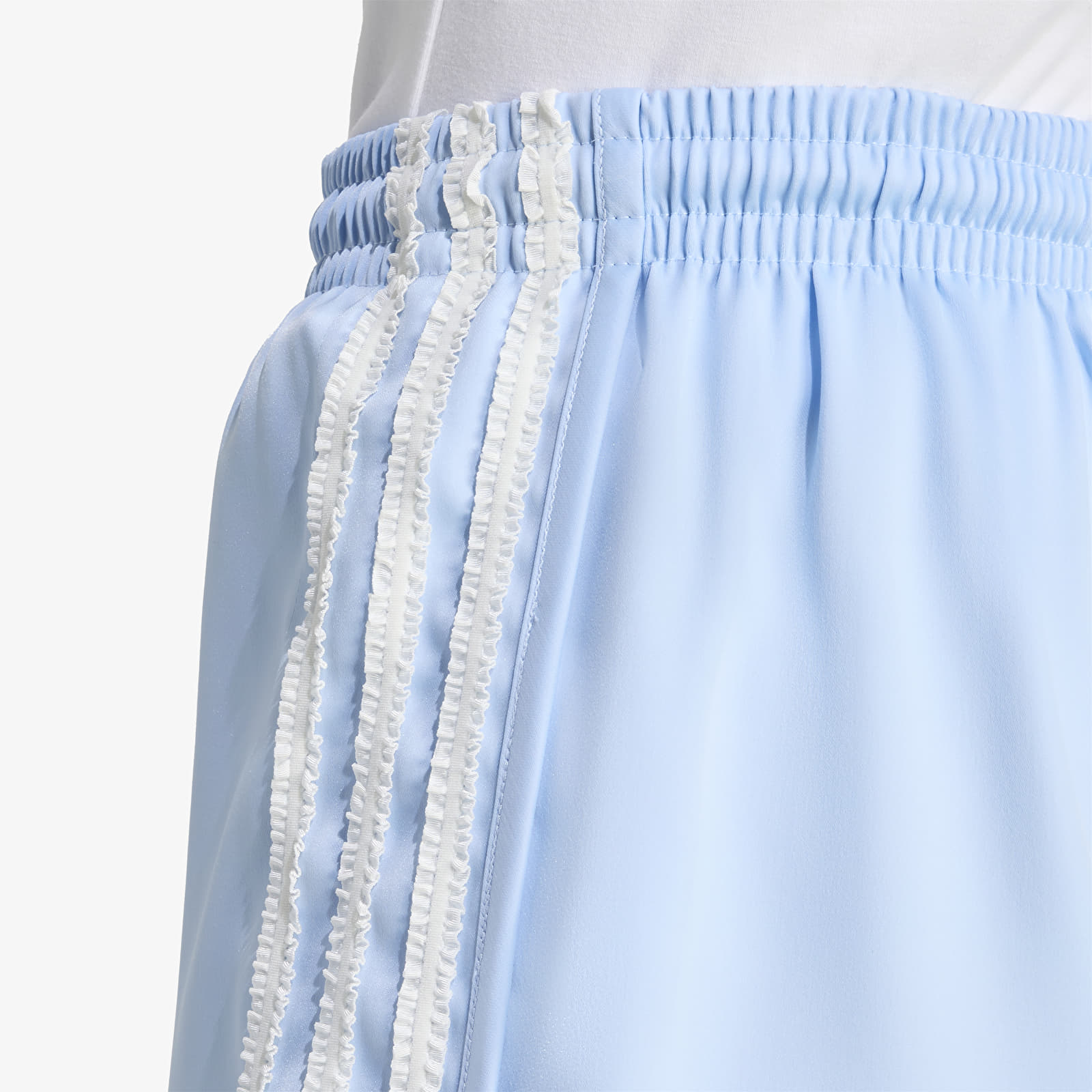 Moteriški šortai adidas Originals Satin Shorts Ruffle 3-Stripes Clear Sky/ Grey Three