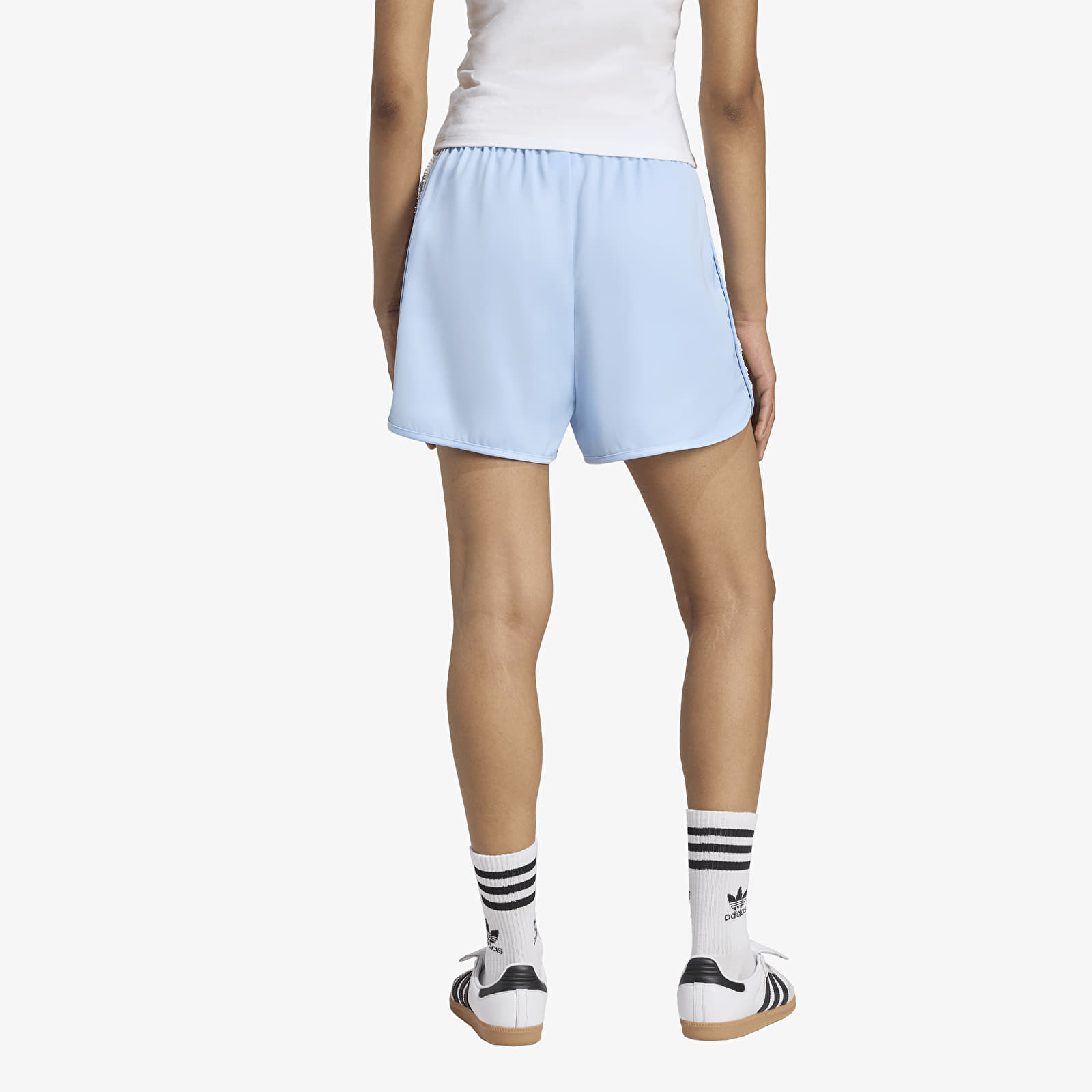 Moteriški šortai adidas Originals Satin Shorts Ruffle 3-Stripes Clear Sky/ Grey Three