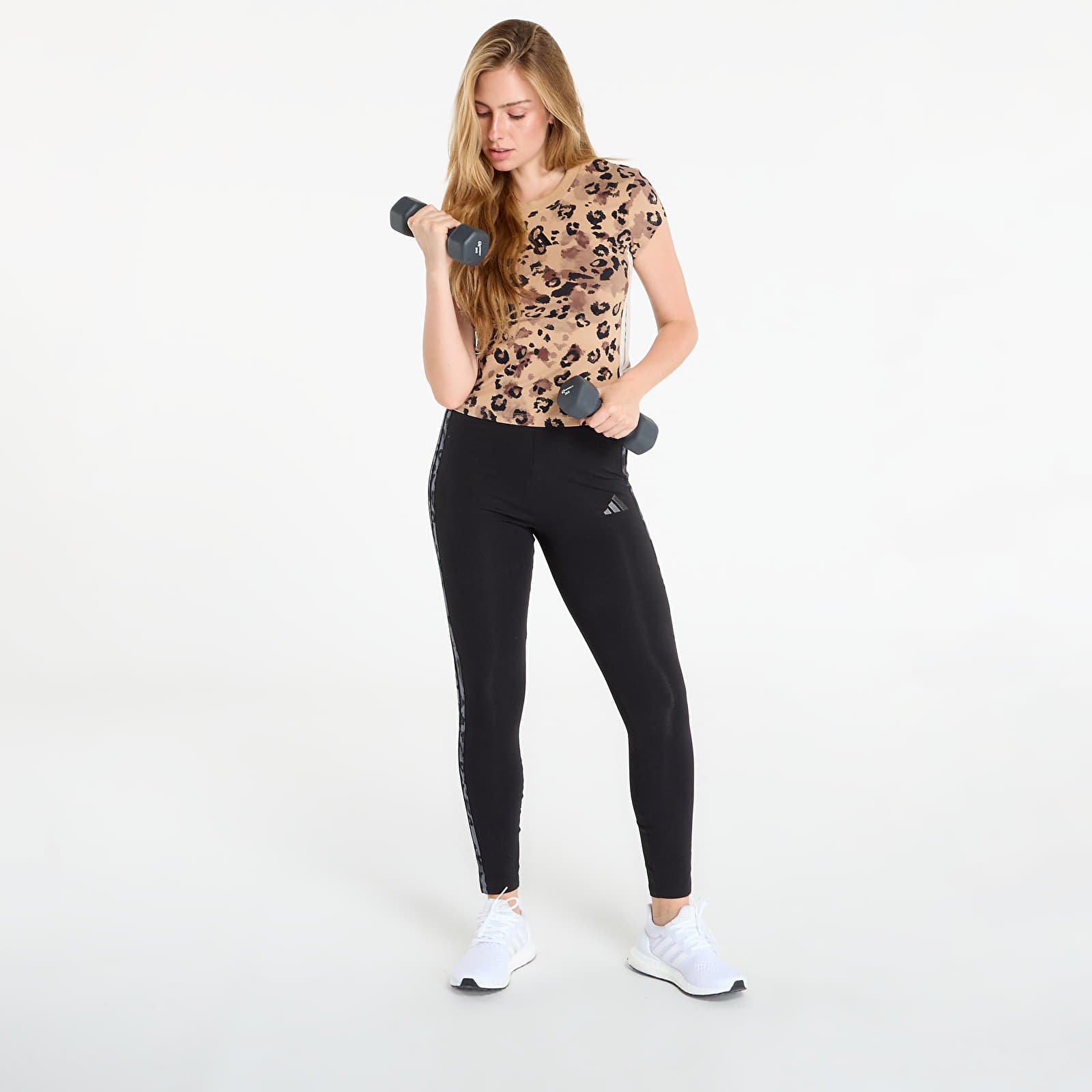 Дамски тениски adidas Animal Print 3-Stripes Tee Multicolor/ Warm Sand