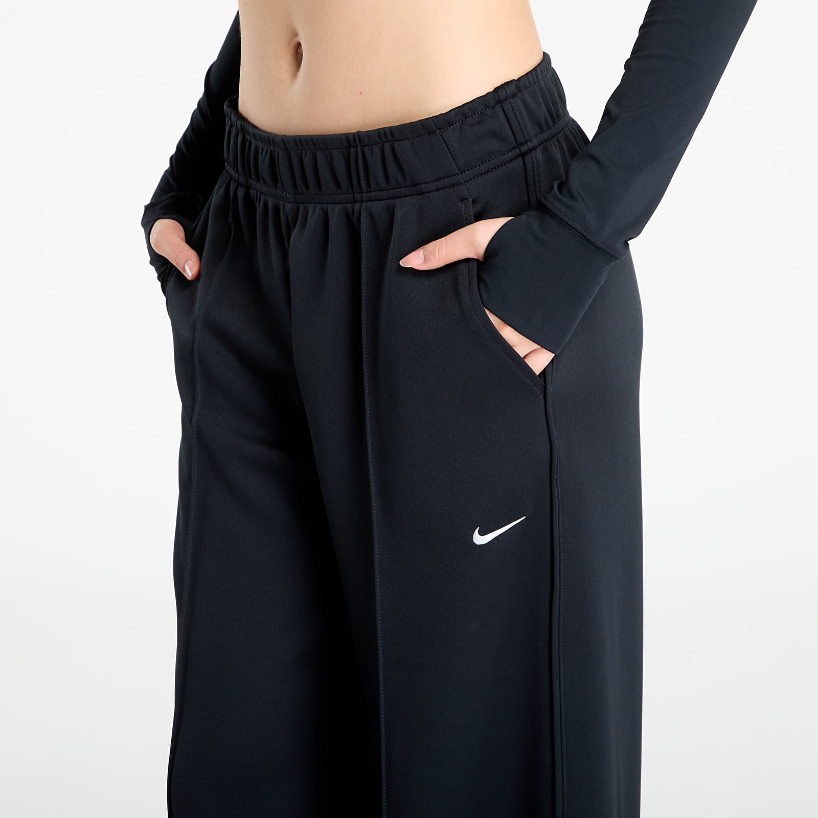 Дамски панталон Nike Sportswear Women's Mid-Rise Wide-Leg Track Pants Black/ Black/ Sail