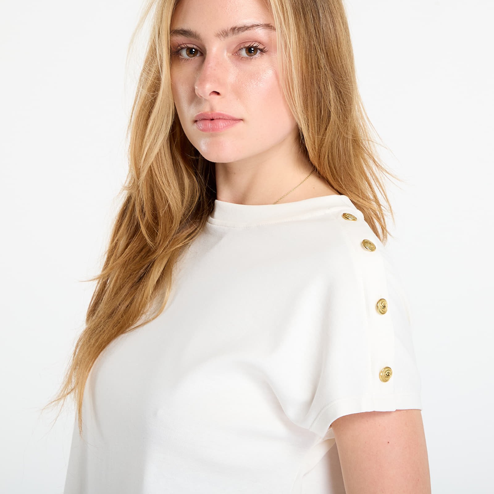 Дамски тениски Tommy Hilfiger Gold Button Ss Tee White