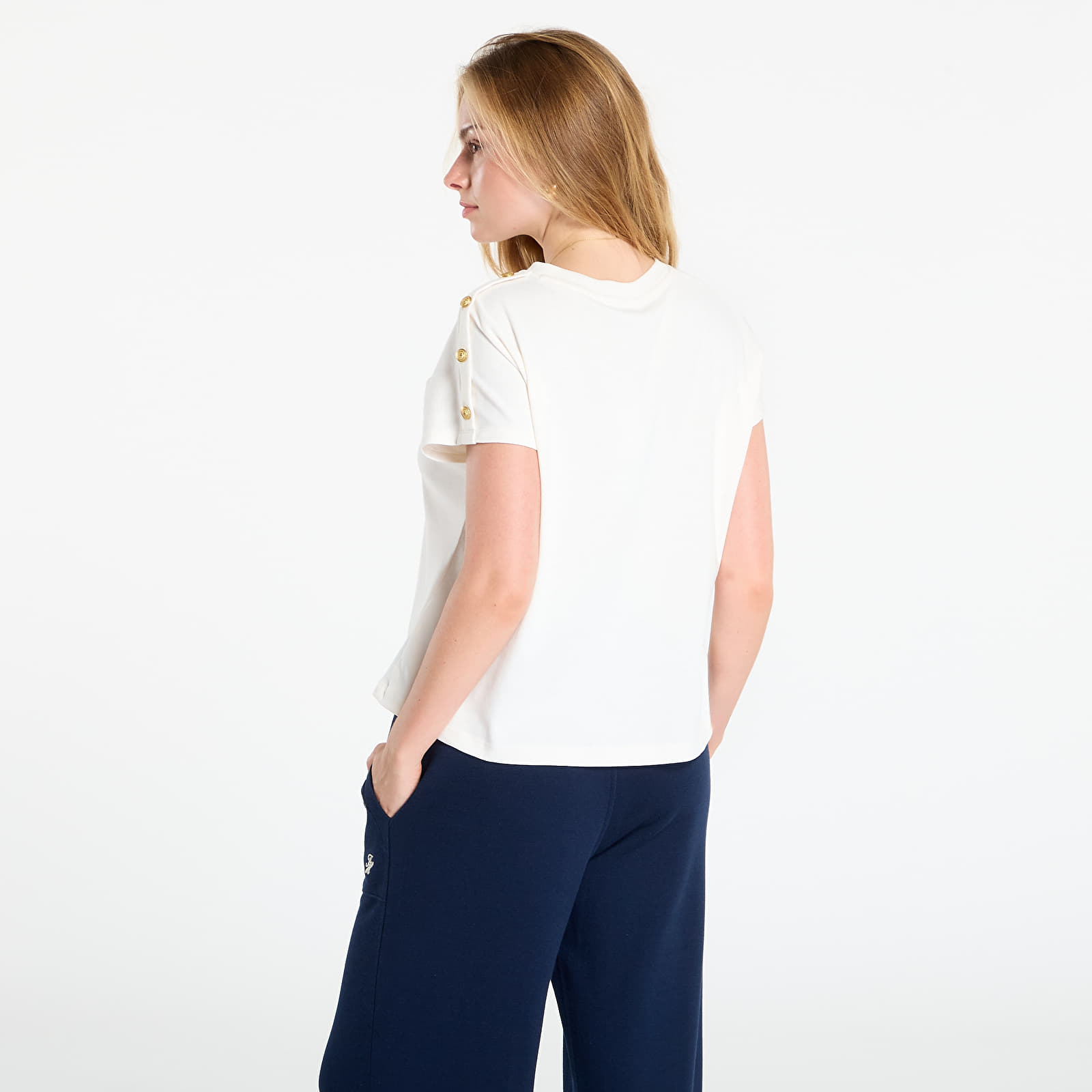 Дамски тениски Tommy Hilfiger Gold Button Ss Tee White