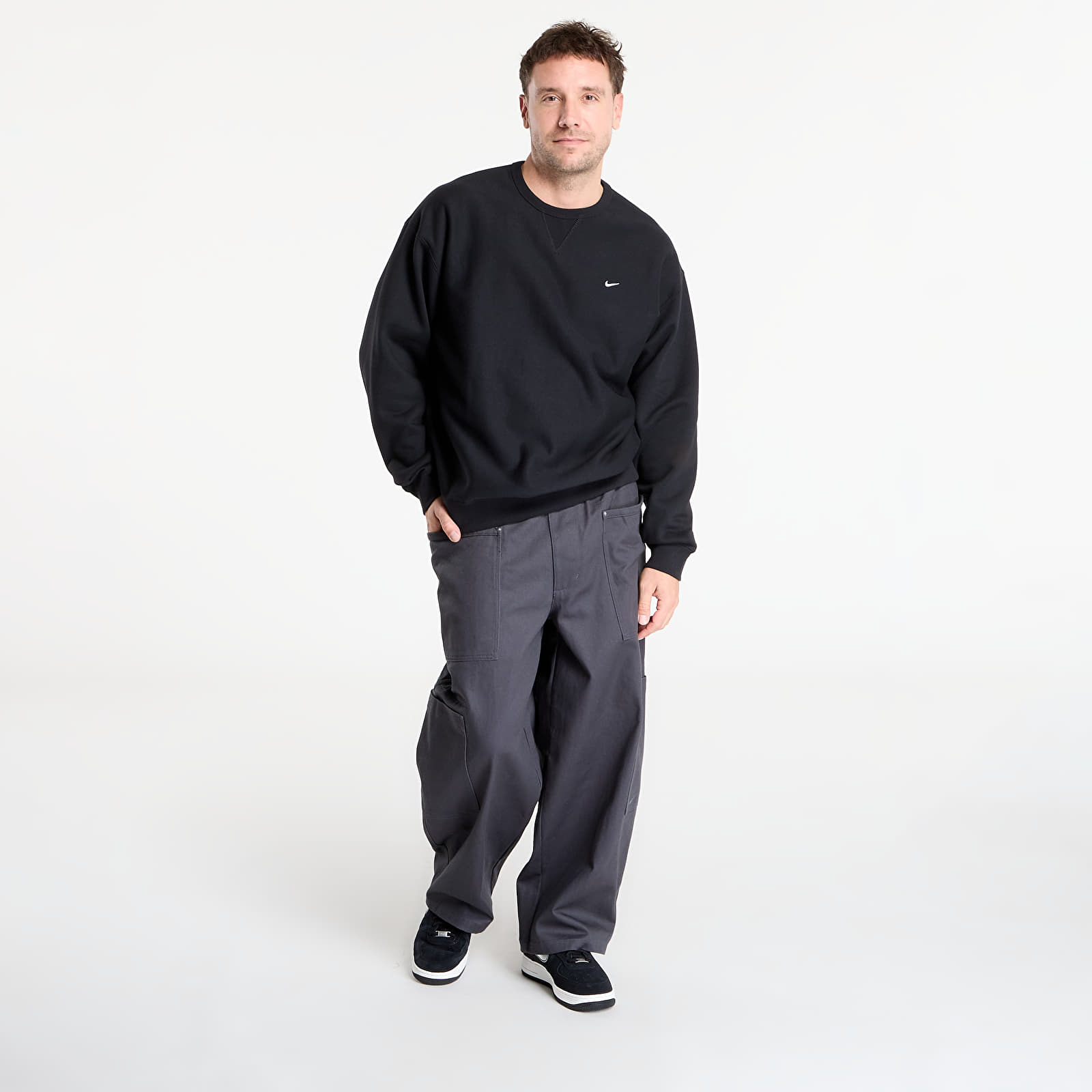 Ανδρικά φούτερ Nike Solo Swoosh Men's Fleece Crew Black/ White