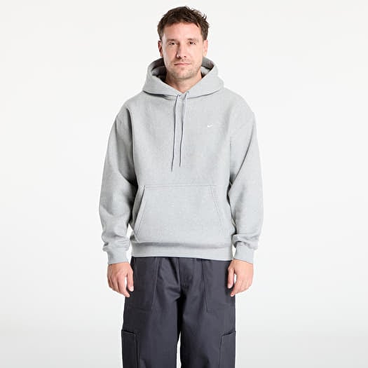Nike Solo Swoosh Men's Pullover Hoodie Dk Grey Heather/ Lt Smoke Grey/ White