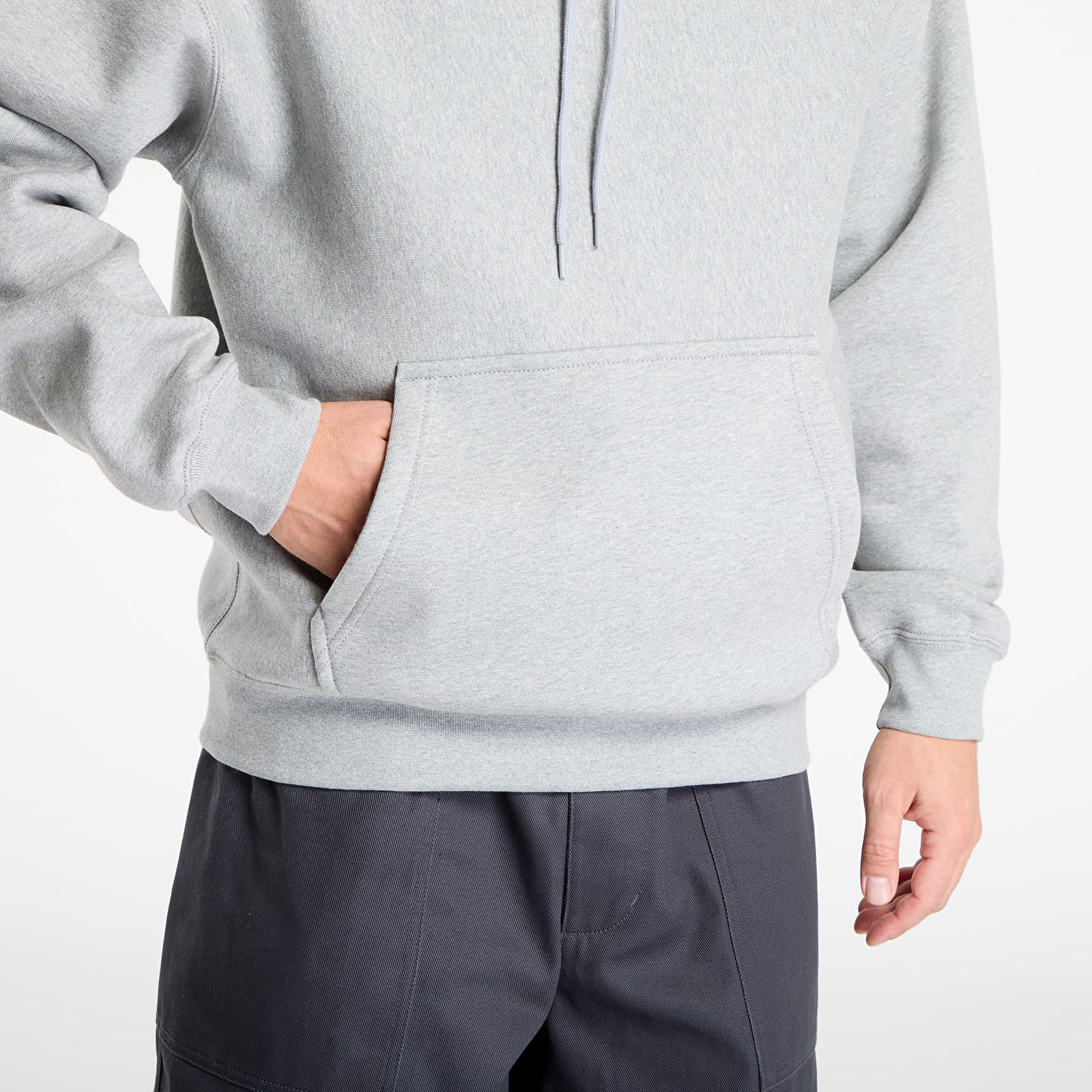 Pánske mikiny Nike Solo Swoosh Men's Pullover Hoodie Dk Grey Heather/ Lt Smoke Grey/ White