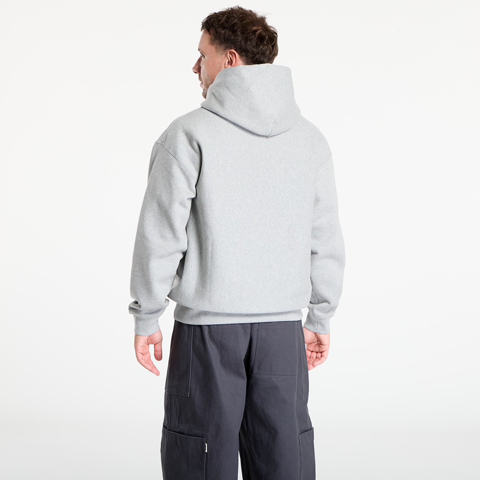 Pánske mikiny Nike Solo Swoosh Men's Pullover Hoodie Dk Grey Heather/ Lt Smoke Grey/ White