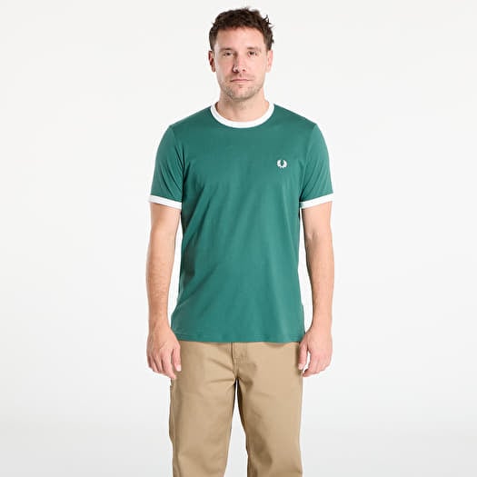 T-shirt FRED PERRY Ringer T-Shirt Sport Green/ Snow White
