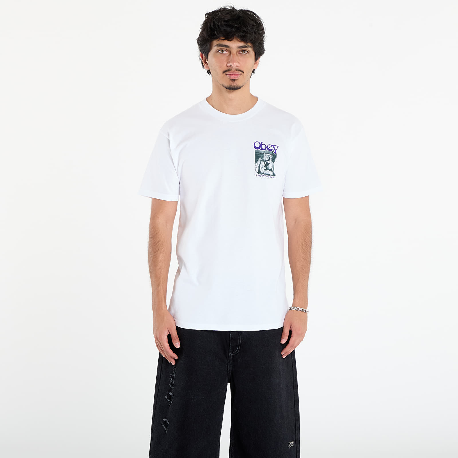 T-shirt OBEY Stop Worry Now T-Shirt White XL
