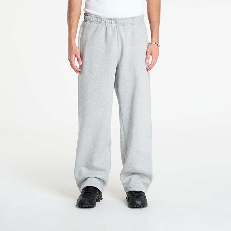 Pantaloni da ginnastica Nike Solo Swoosh Men's Fleece Open-Hem Pants Dk Grey Heather/ Lt Smoke Grey/ White