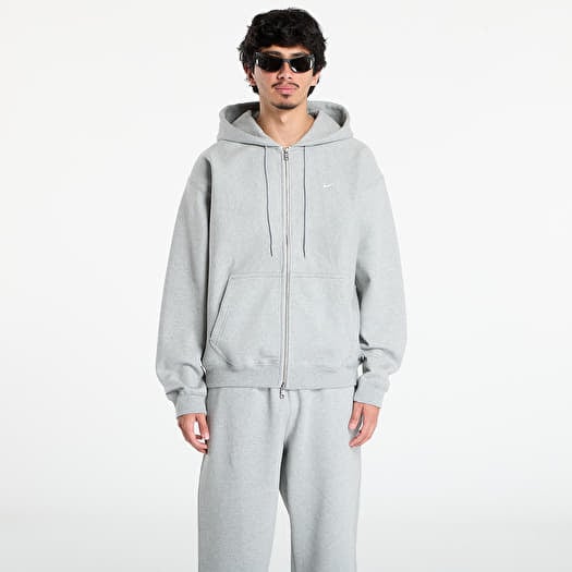 Nike Solo Swoosh Men's Full-Zip Fleece Hoodie Dk Grey Heather/ Lt Smoke Grey/ White