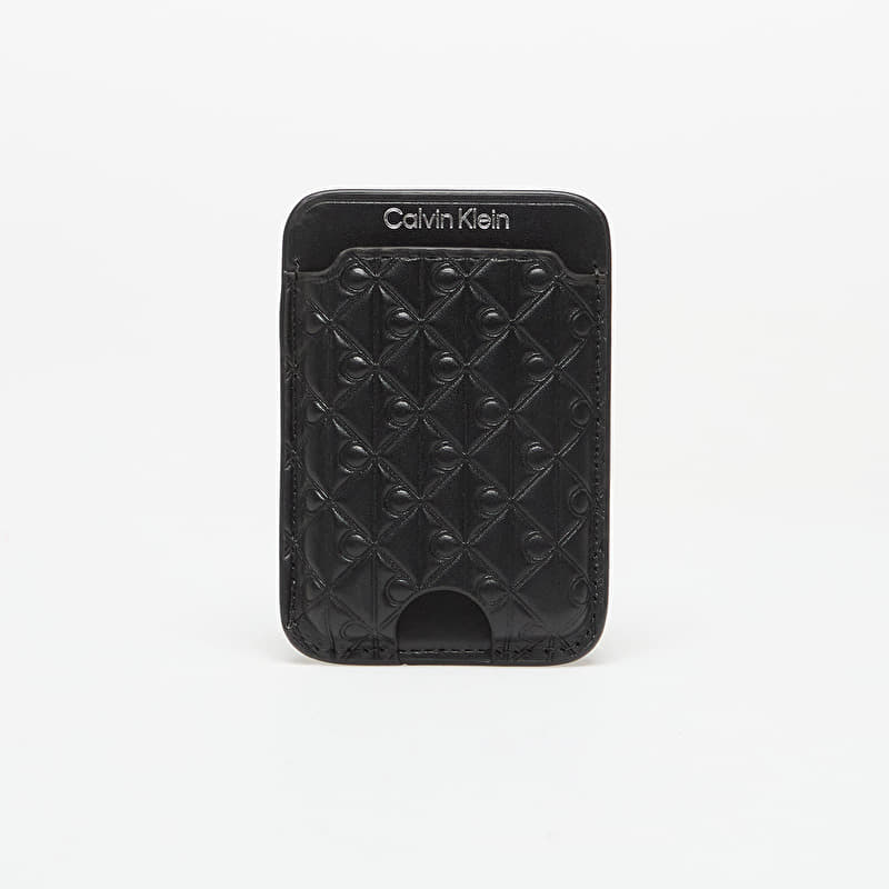 Calvin Klein Aop Leather Magnetic Card Case Black