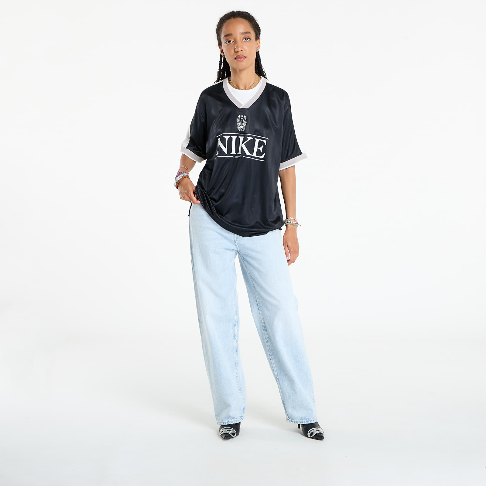 Tröjor Nike Sportswear Women's V-Neck Jersey Top Black/ Sail/ College Grey/ Sail