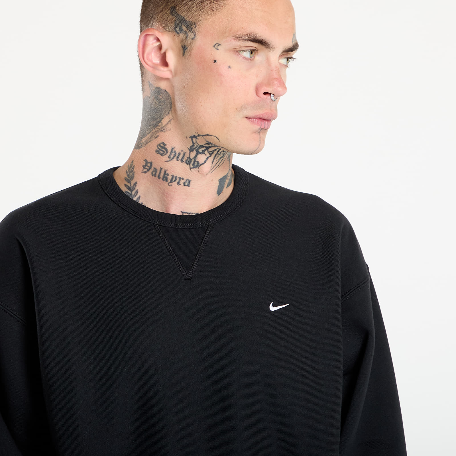 Men's hoodies Nike Solo Swoosh Men's Fleece Crew Black/ White