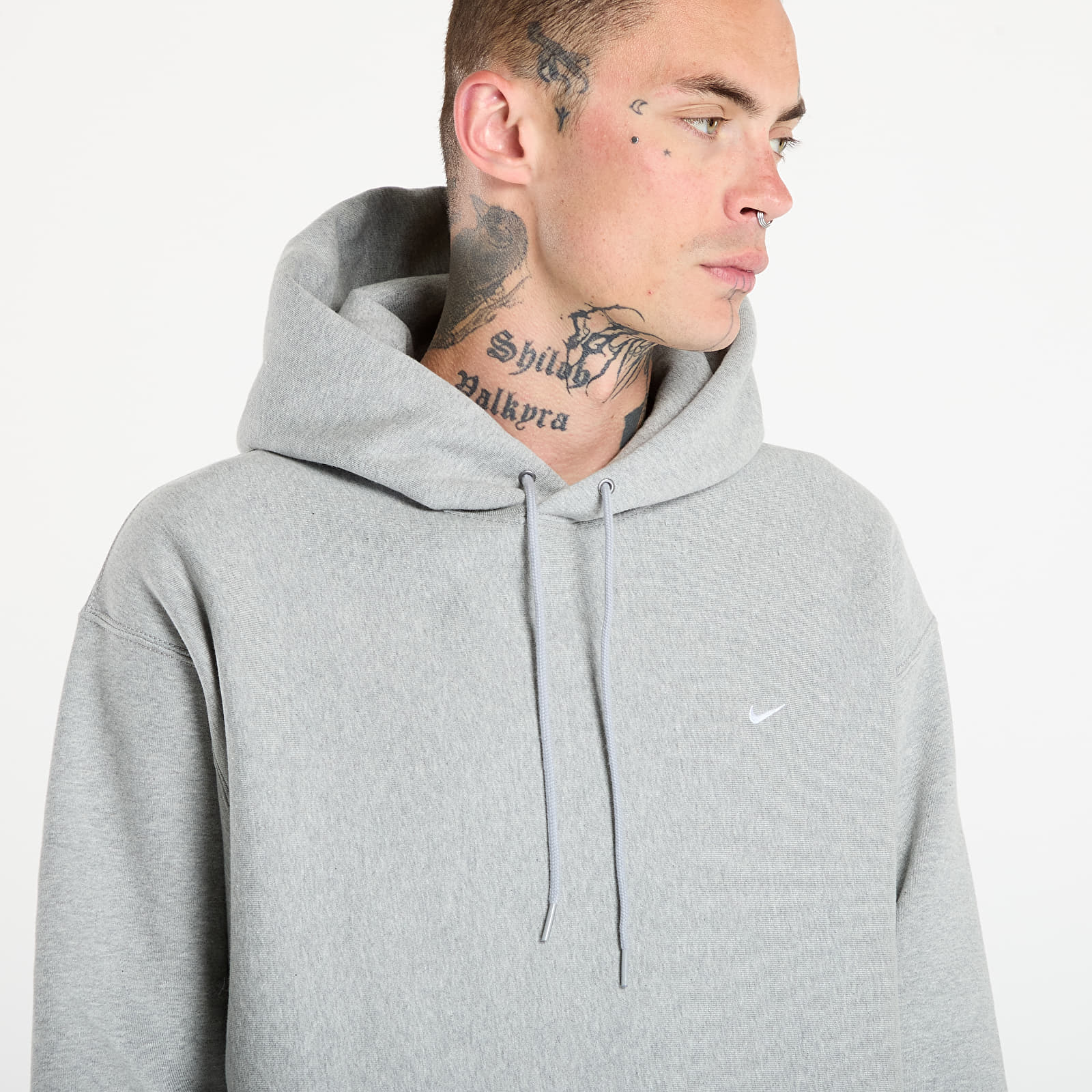 Men's hoodies Nike Solo Swoosh Men's Pullover Hoodie Dk Grey Heather/ Lt Smoke Grey/ White