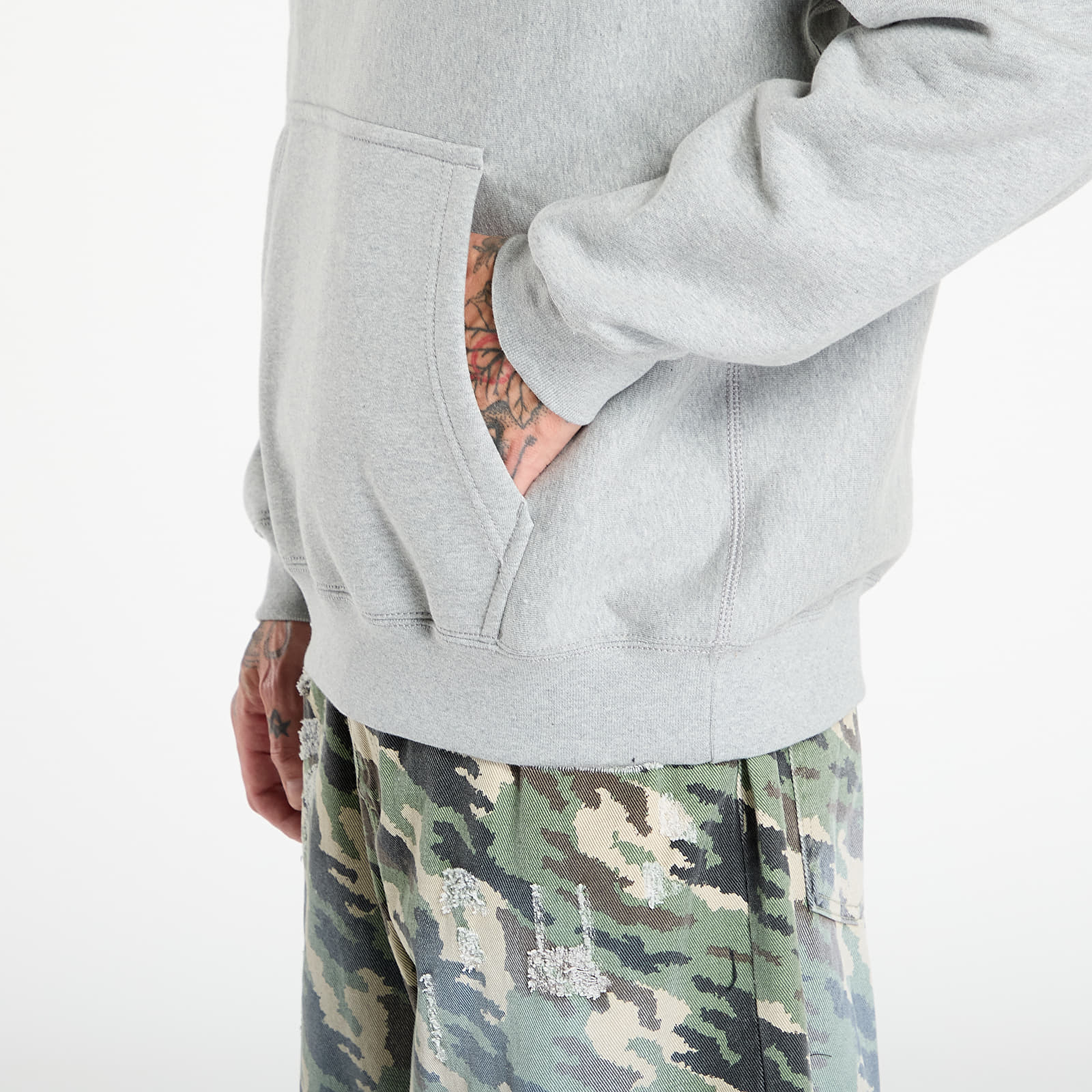 Men's hoodies Nike Solo Swoosh Men's Pullover Hoodie Dk Grey Heather/ Lt Smoke Grey/ White