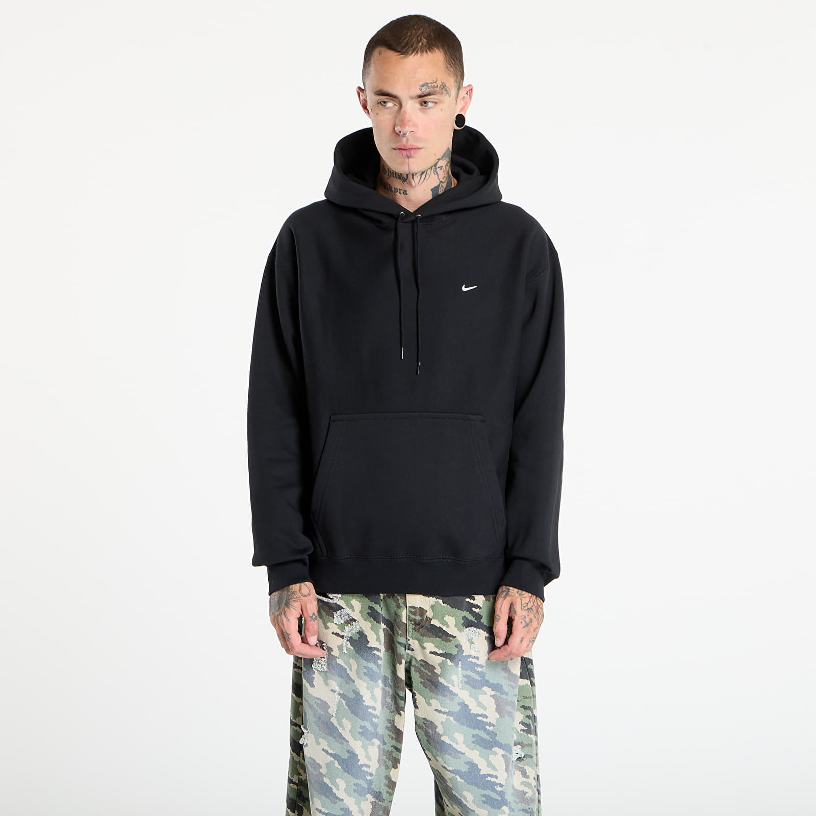 Hanorac Nike Solo Swoosh Mens Pullover Hoodie Black/ Black/ White XS